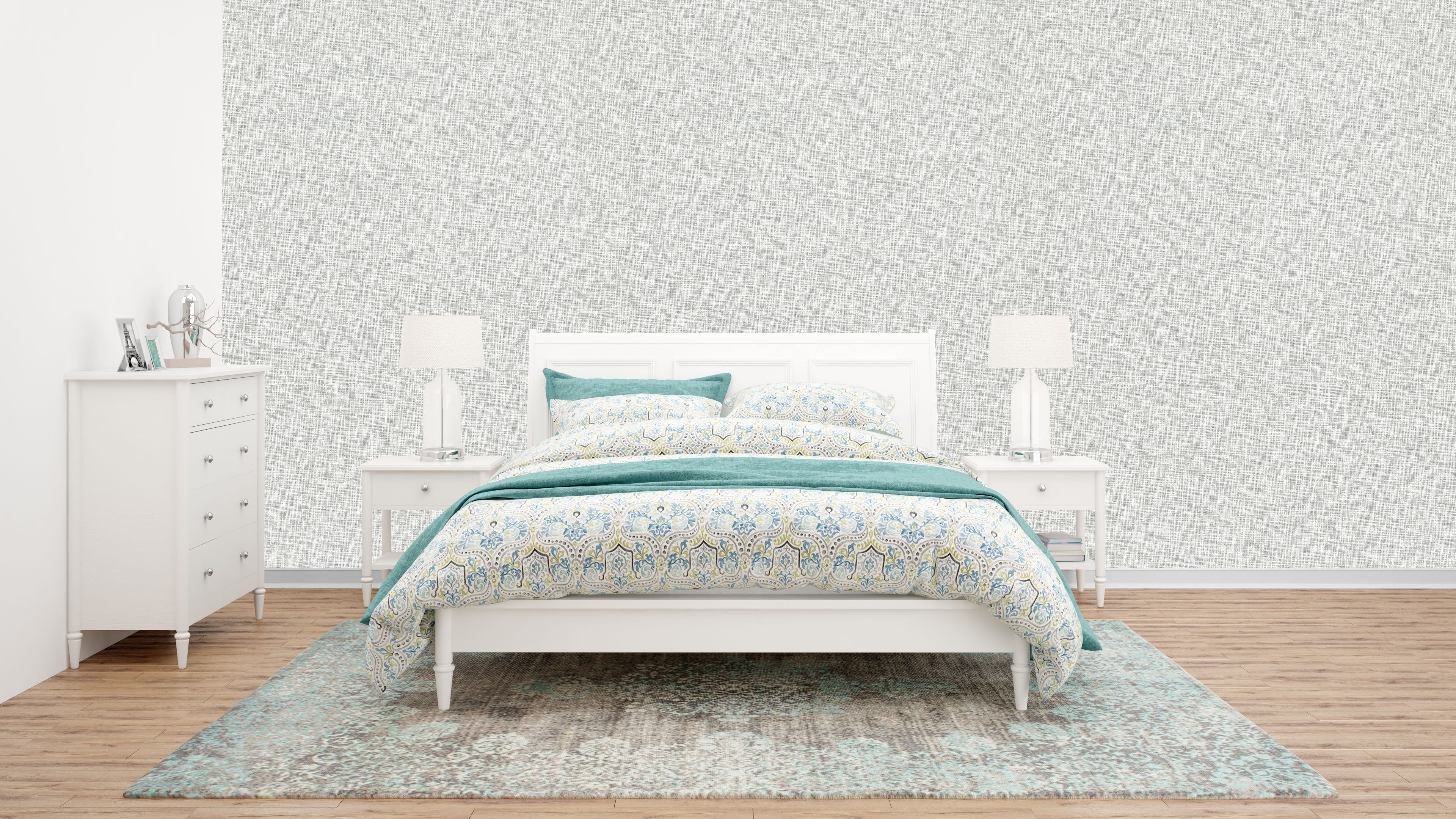 Elegant Light Grey Woven Texture Wallpaper: Subtle Abstract Pattern for Modern Bedrooms
