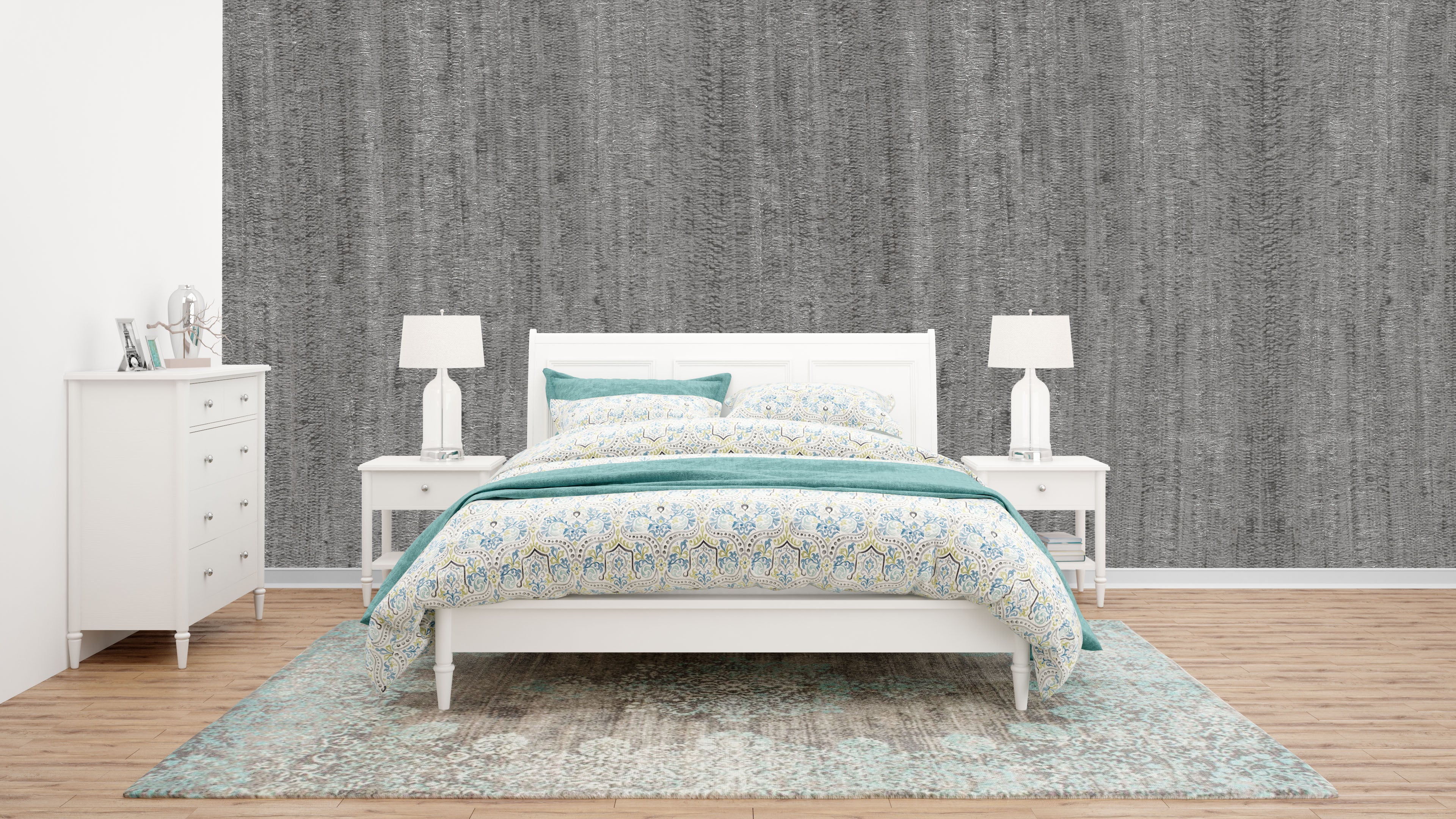 Dark Grey Vertical Stripe Textured Wallpaper: Subtle Linen Look for Modern Bedrooms