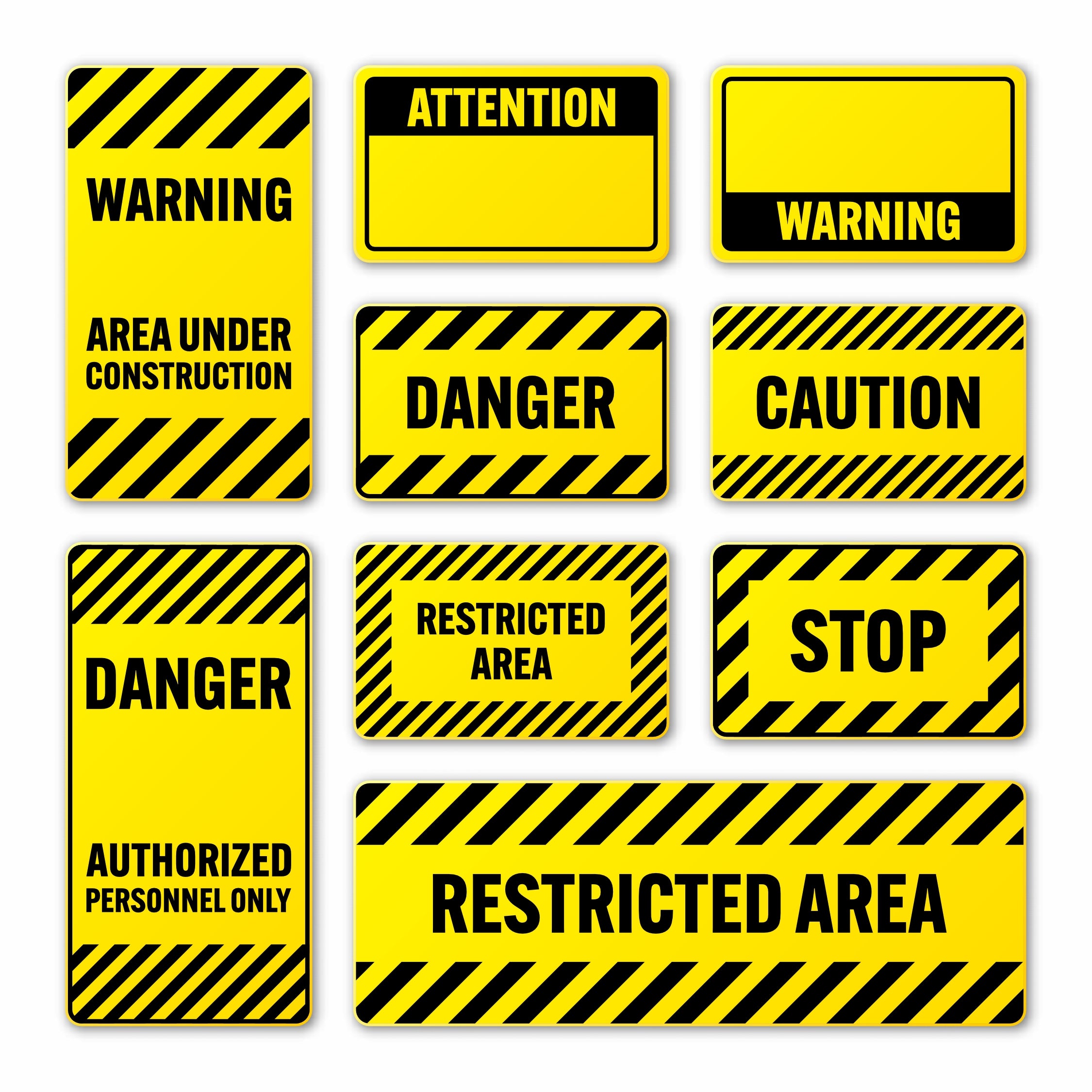 Vishal Wallpaper, best wallpaper manufacturers in india, Hazard Warning & Construction Site Wallpaper Pack - Danger, Caution, Restricted Area, Stop Sign Wall Decals