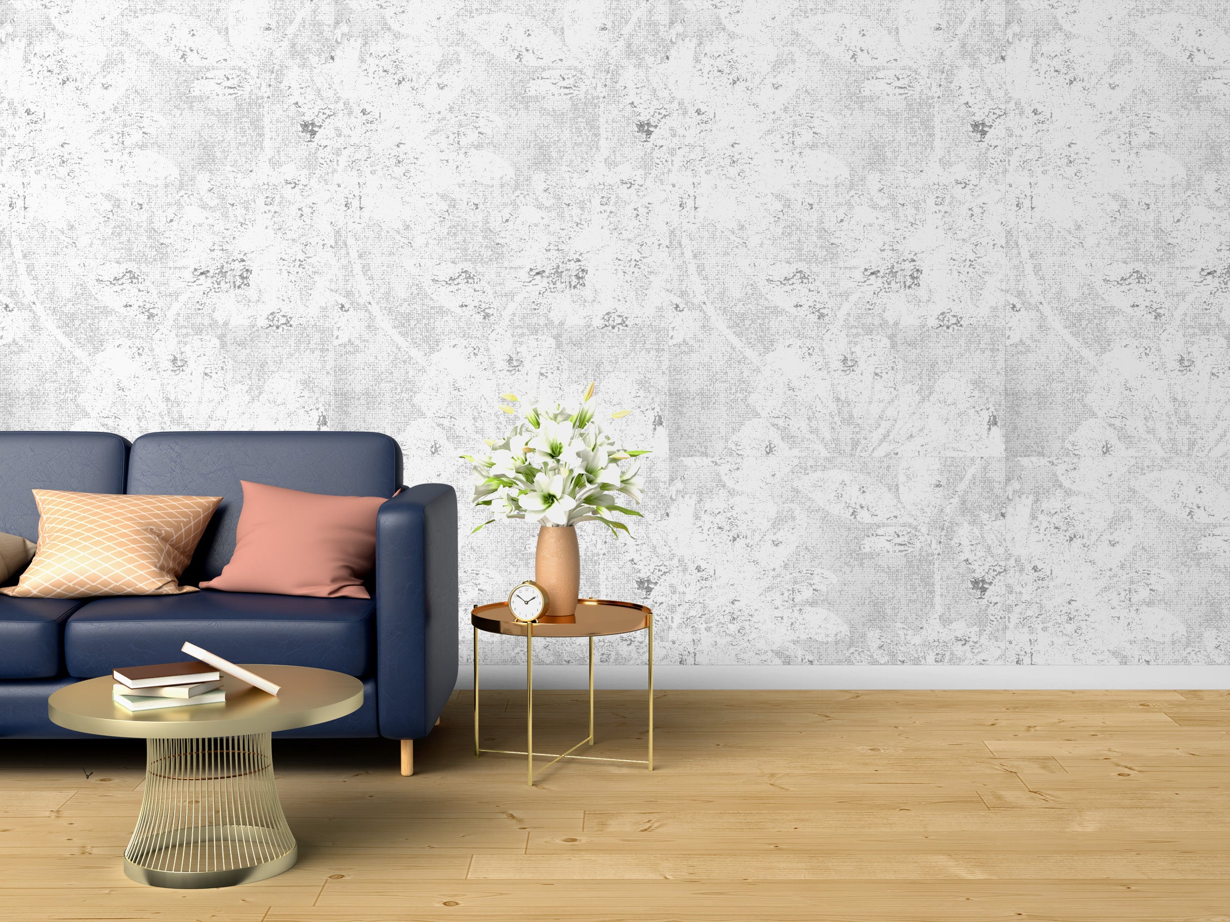 Grey and White Distressed Concrete Texture Wallpaper