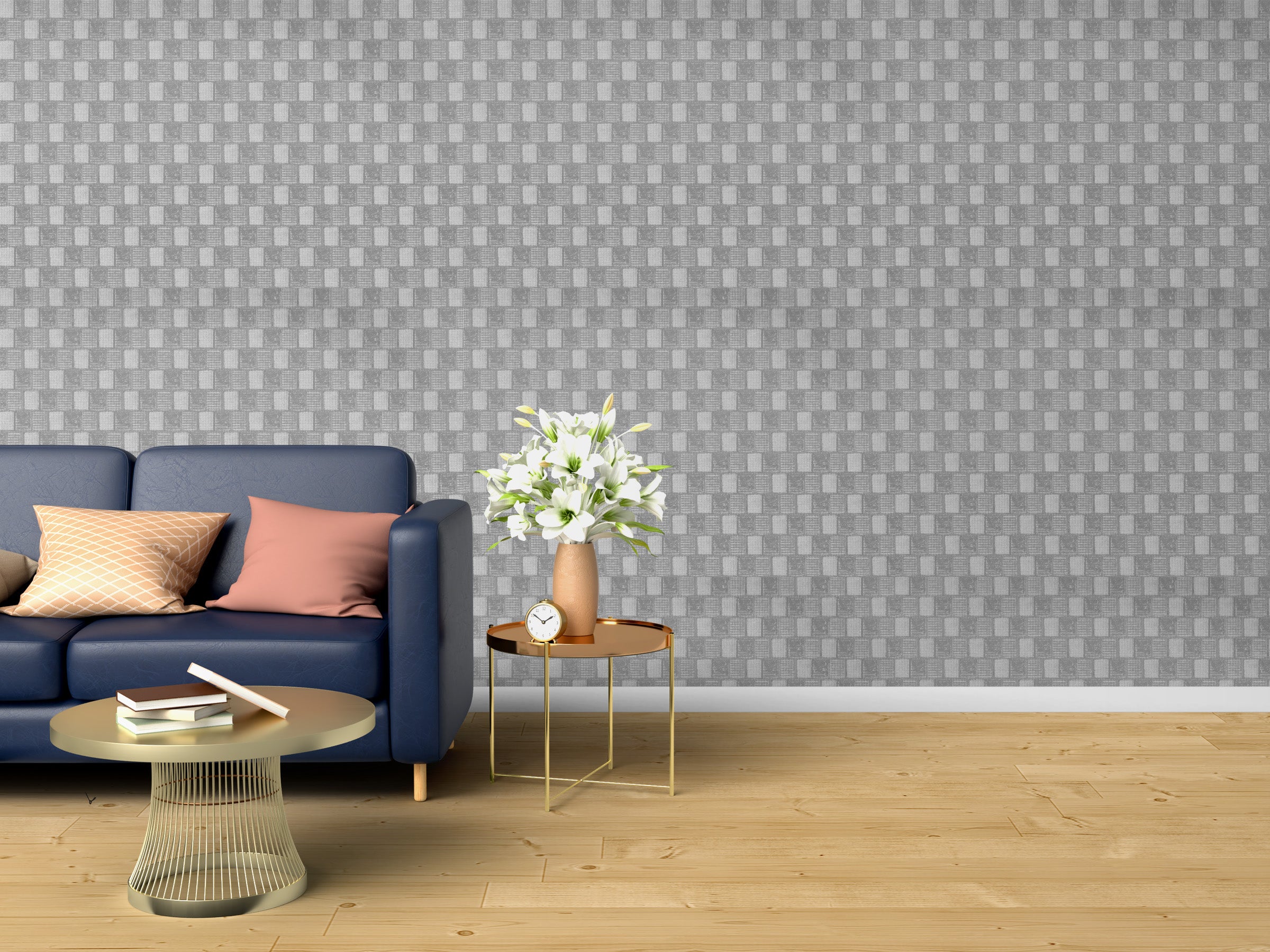 Grey Square Pattern Wallpaper