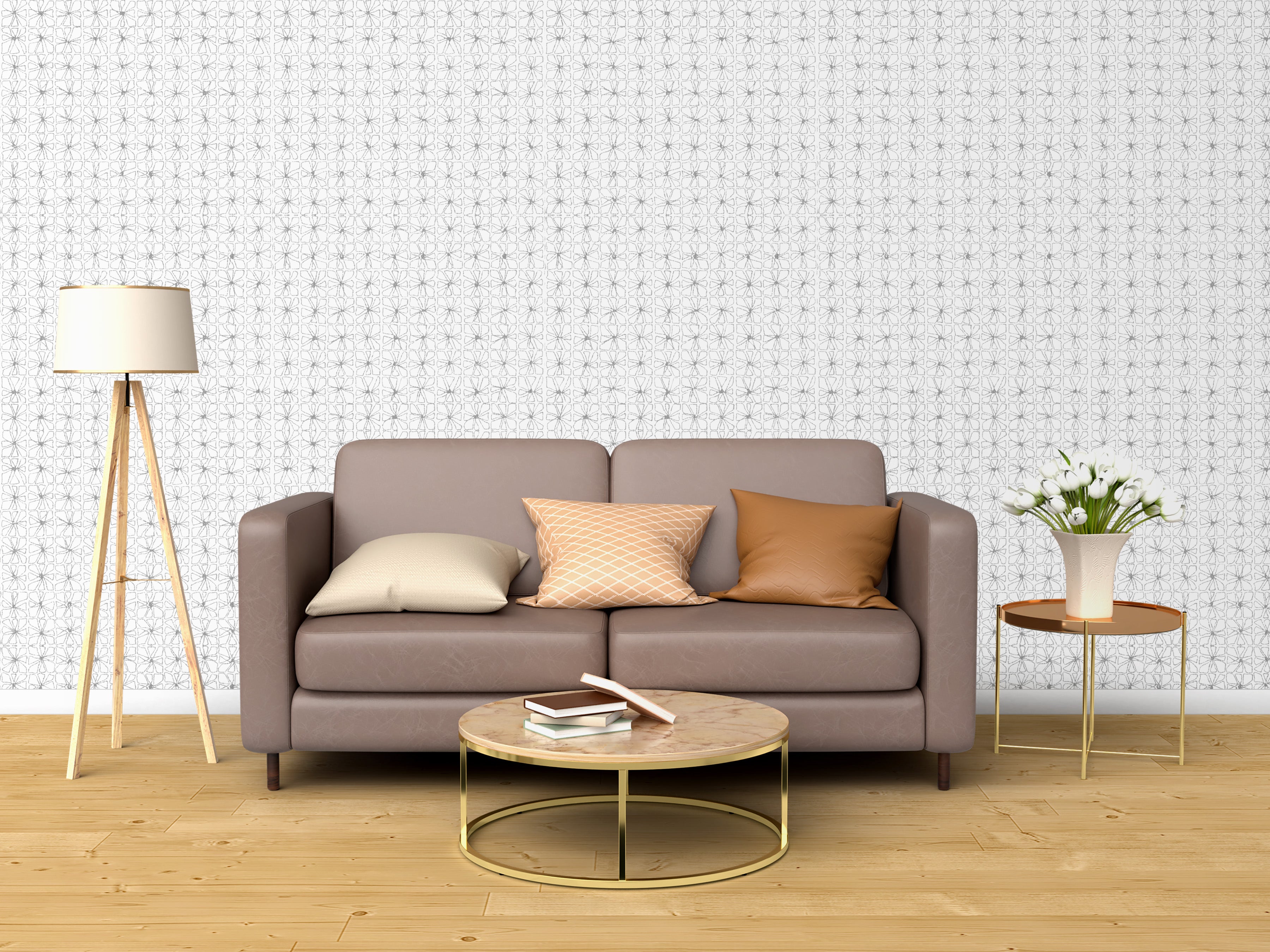 Monochrome Geometric Star Pattern Wallpaper