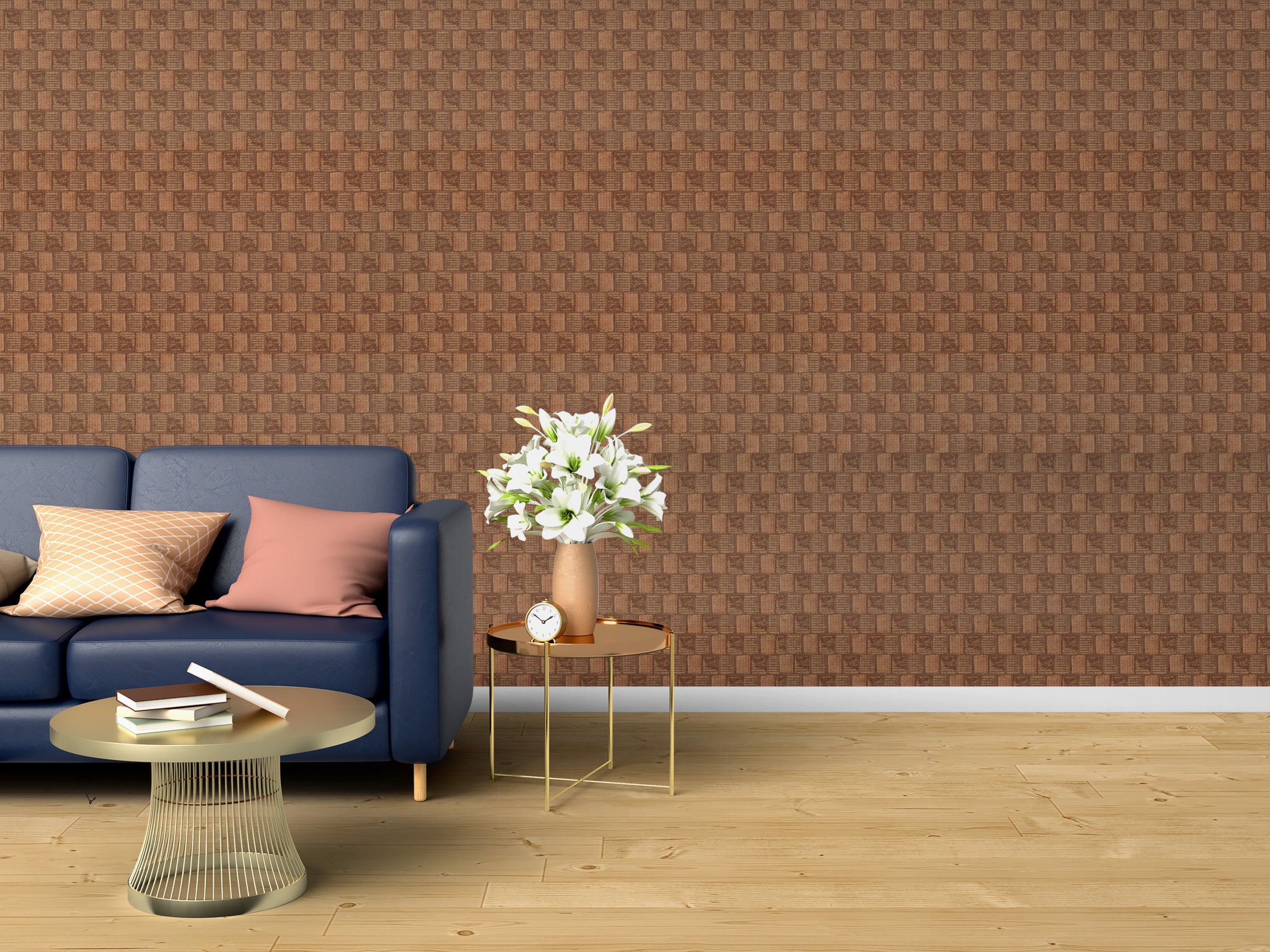 Brown Basketweave Pattern Wallpaper