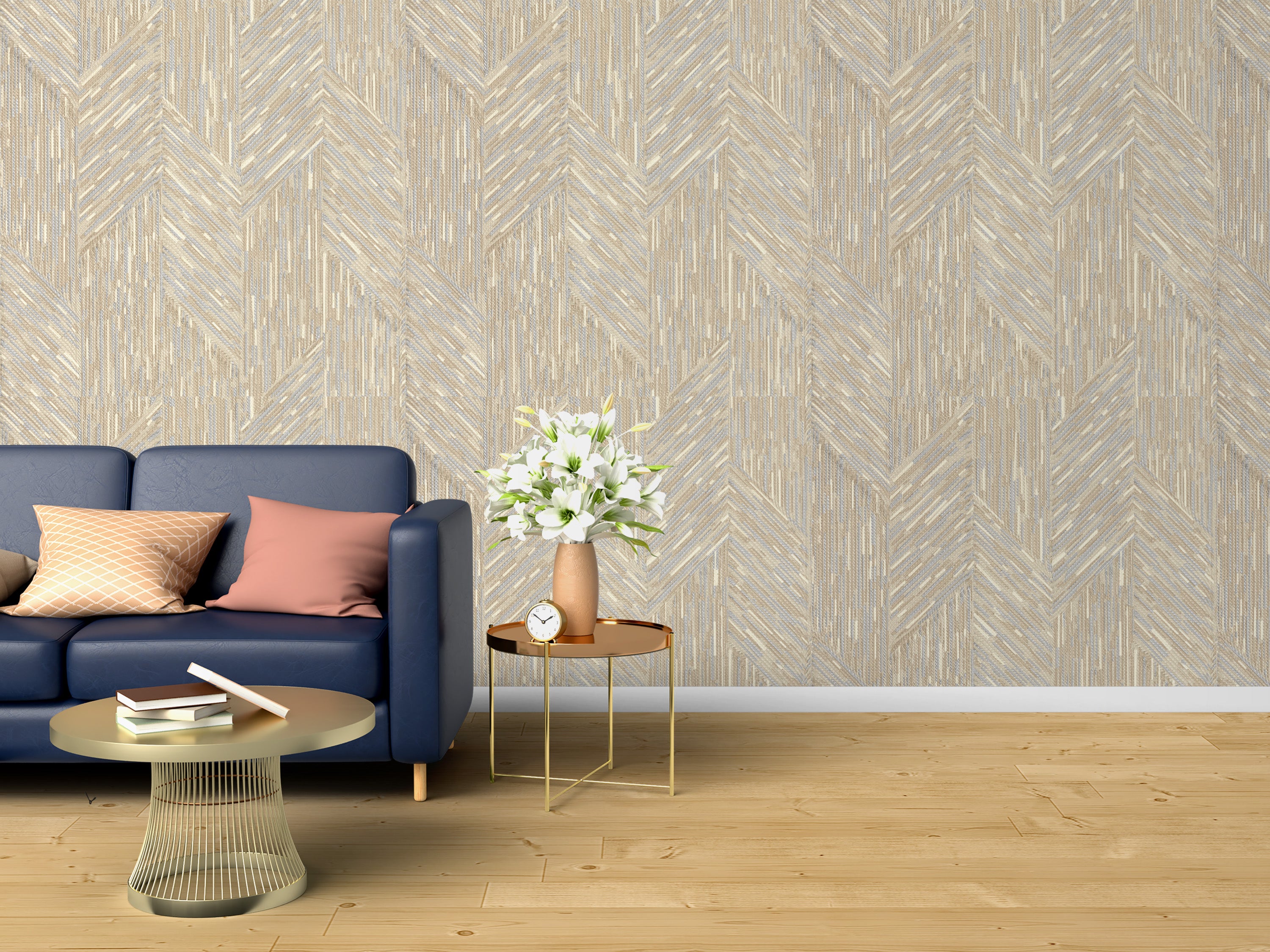 Light Tan Herringbone Wallpaper