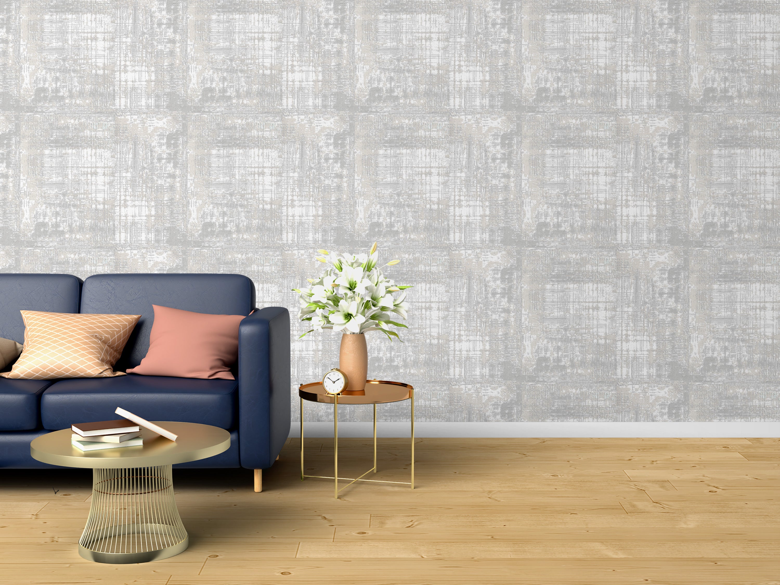 Grey and White Distressed Abstract Wallpaper