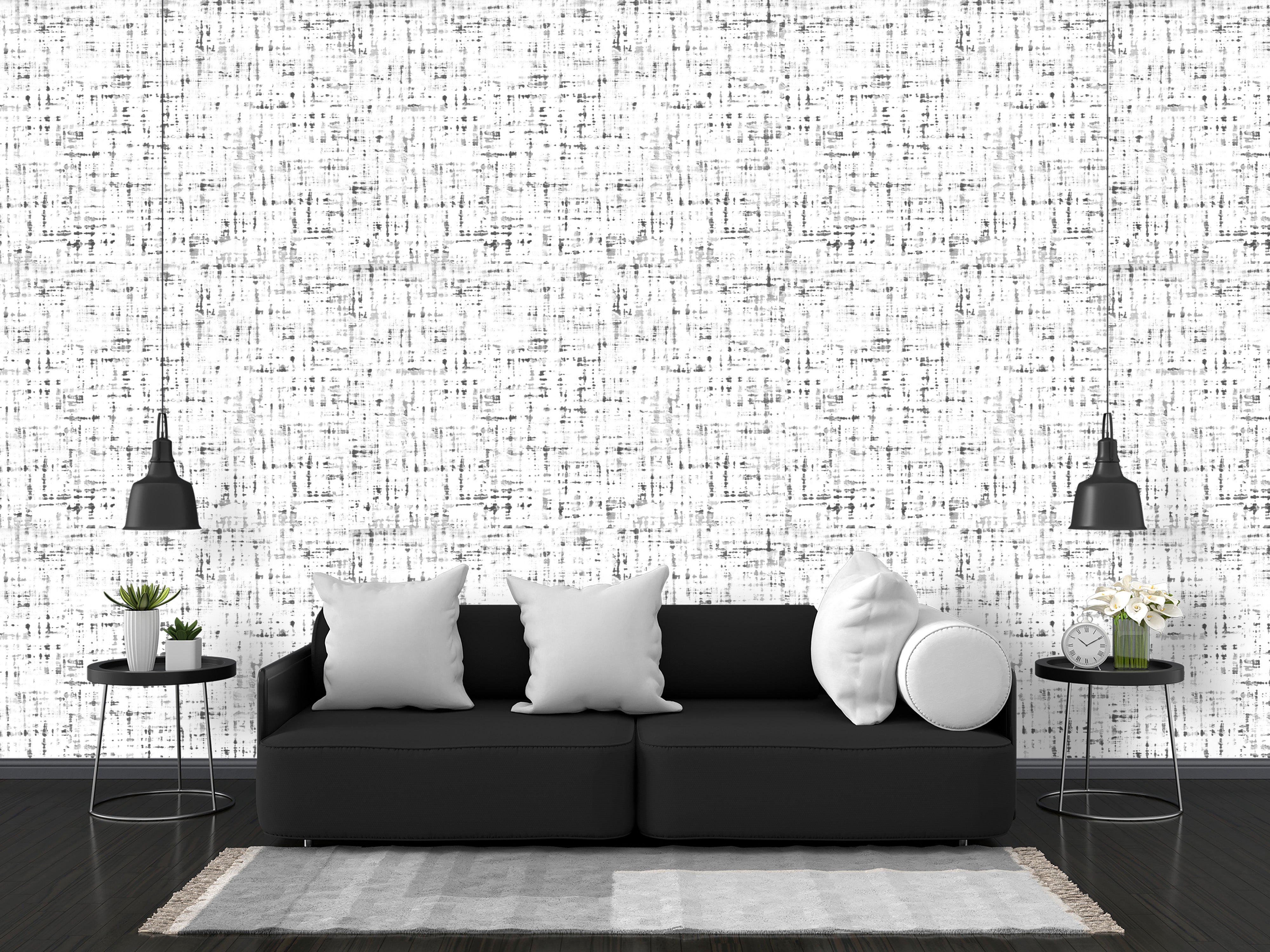 Grey & White Textured Plaid Wallpaper