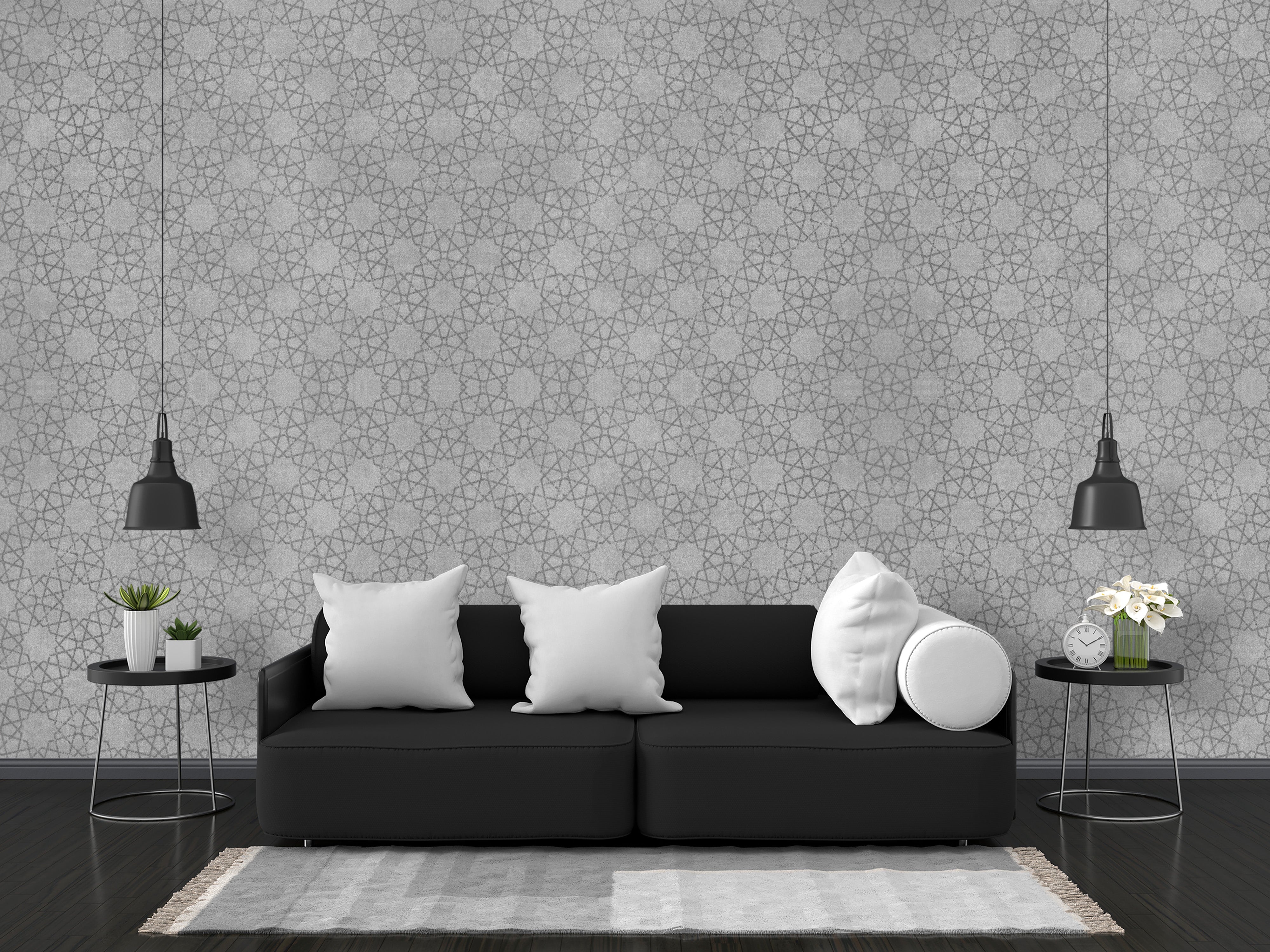 Grey Moroccan Trellis Geometric Wallpaper