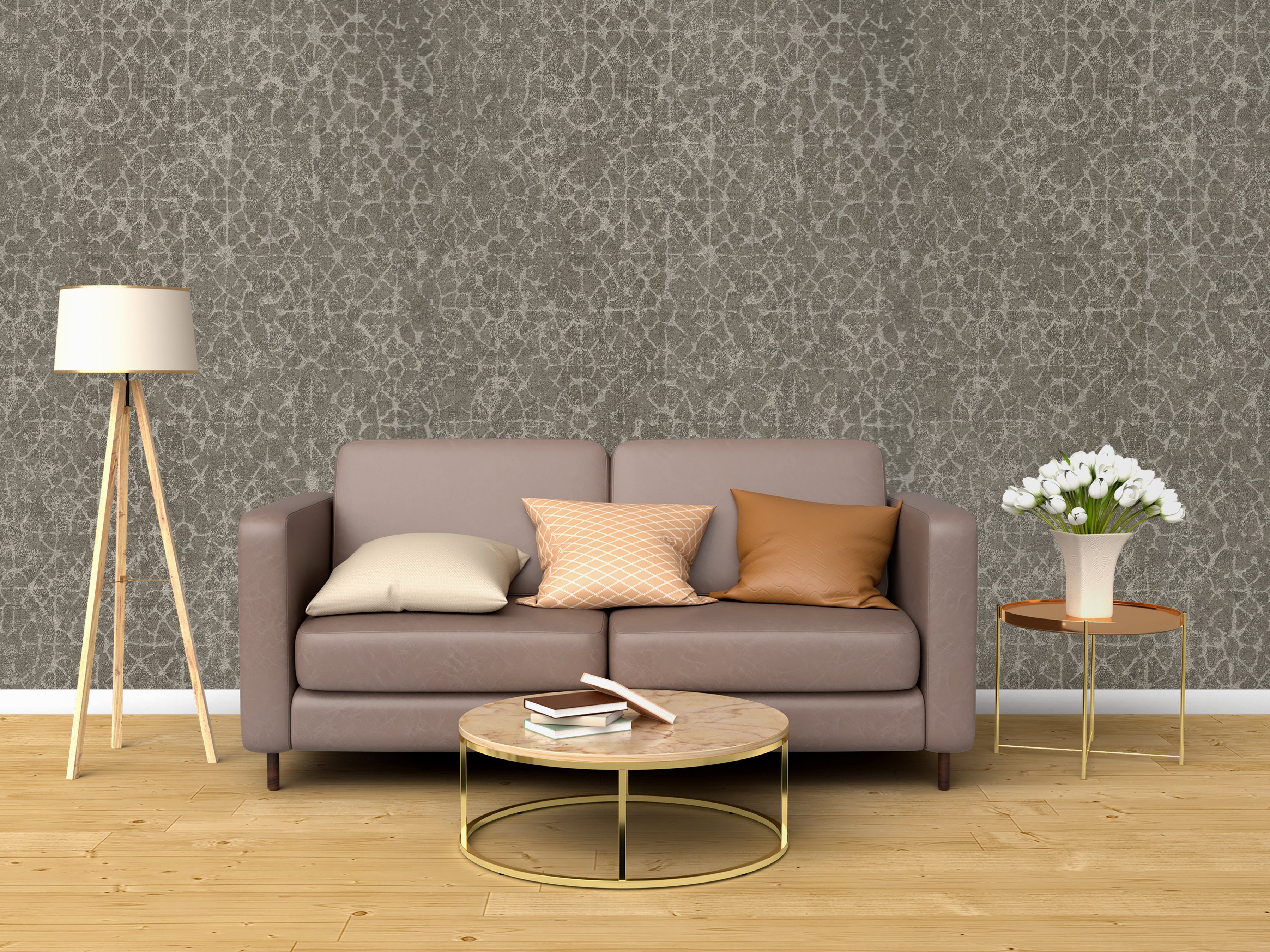 Brown Abstract Cracked Pattern Wallpaper