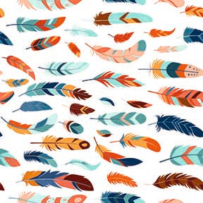 The Floral Wallpaper - Boho Tribal Feather Seamless Pattern - Colorful Hand-drawn Design
