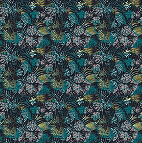 The Floral Wallpaper - Exotic Jungle Foliage Seamless Pattern - Dark Teal & Gold Botanical Design