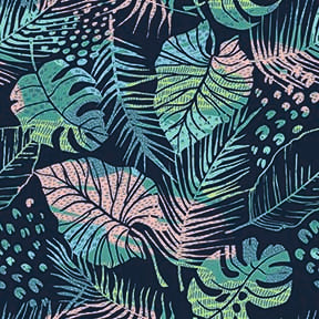 The Floral Wallpaper - Colorful Tropical Leaves Seamless Pattern - Pink, Teal & Green Foliage