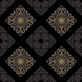 The Floral Wallpaper - Regal Balinese Floral & Mandala Seamless Pattern - Gold & Maroon on Dark Grey