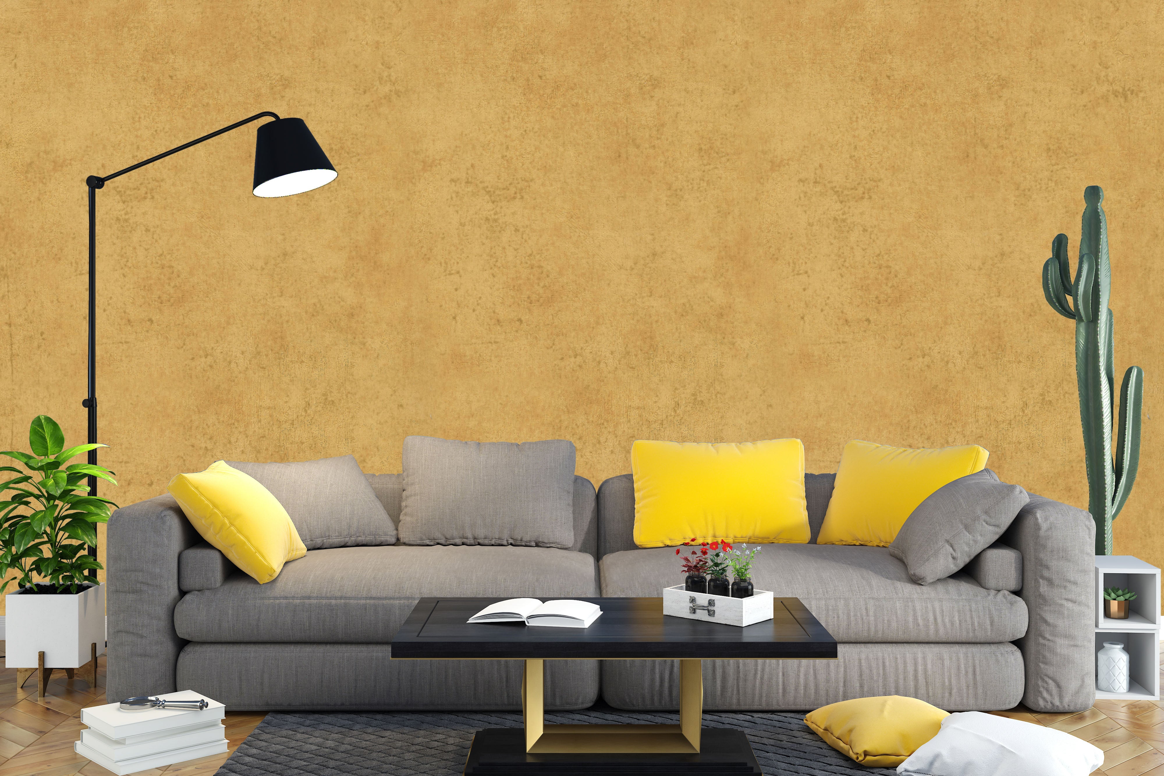 Rough Orange Concrete Wall Wallpaper for Living Room
