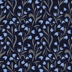 The Floral Wallpaper - Abstract Lily of the Valley Seamless Pattern - Blue Bell Flowers on Dark Background
