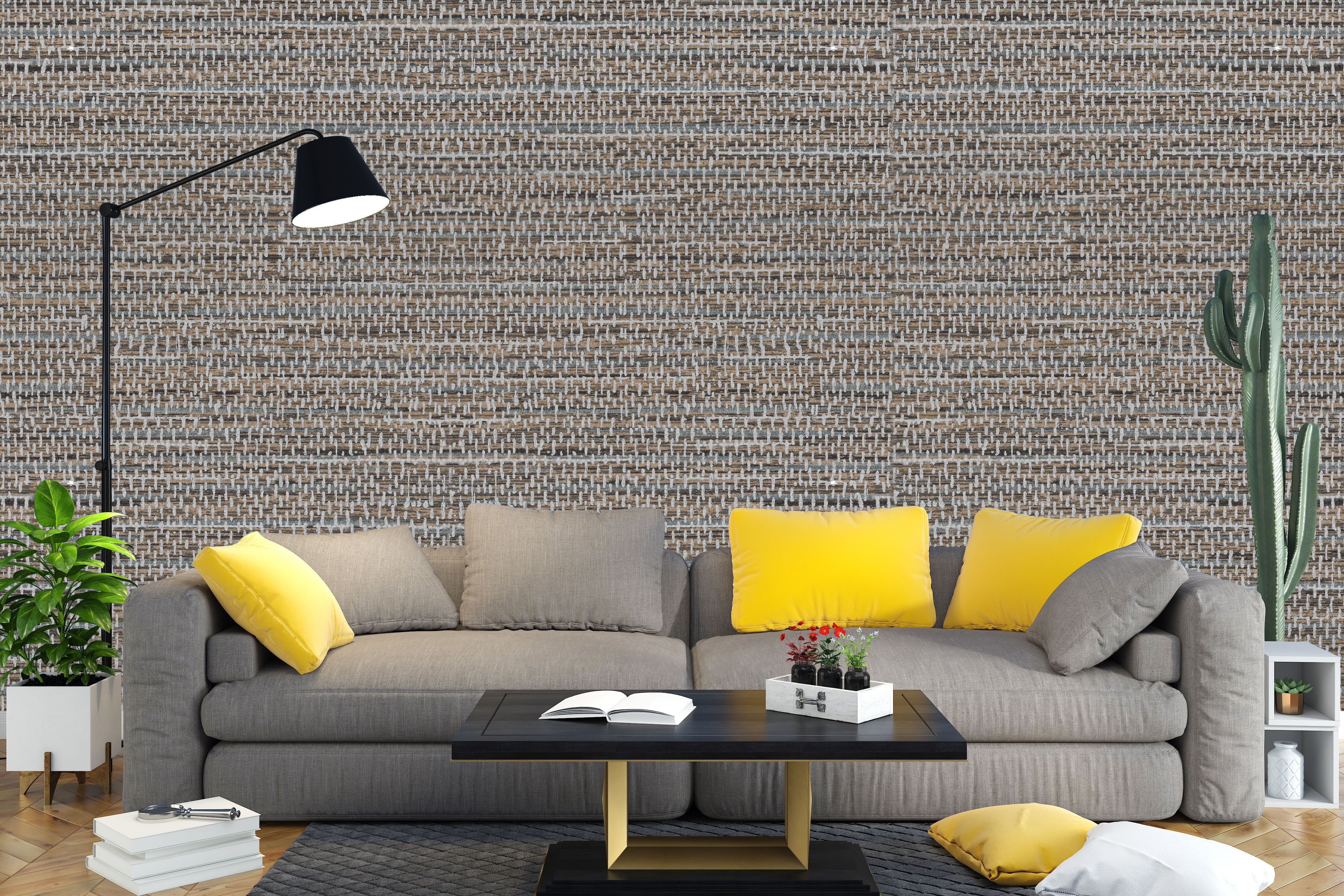 Warm Brown Woven Fabric Texture Wallpaper for Home Decor