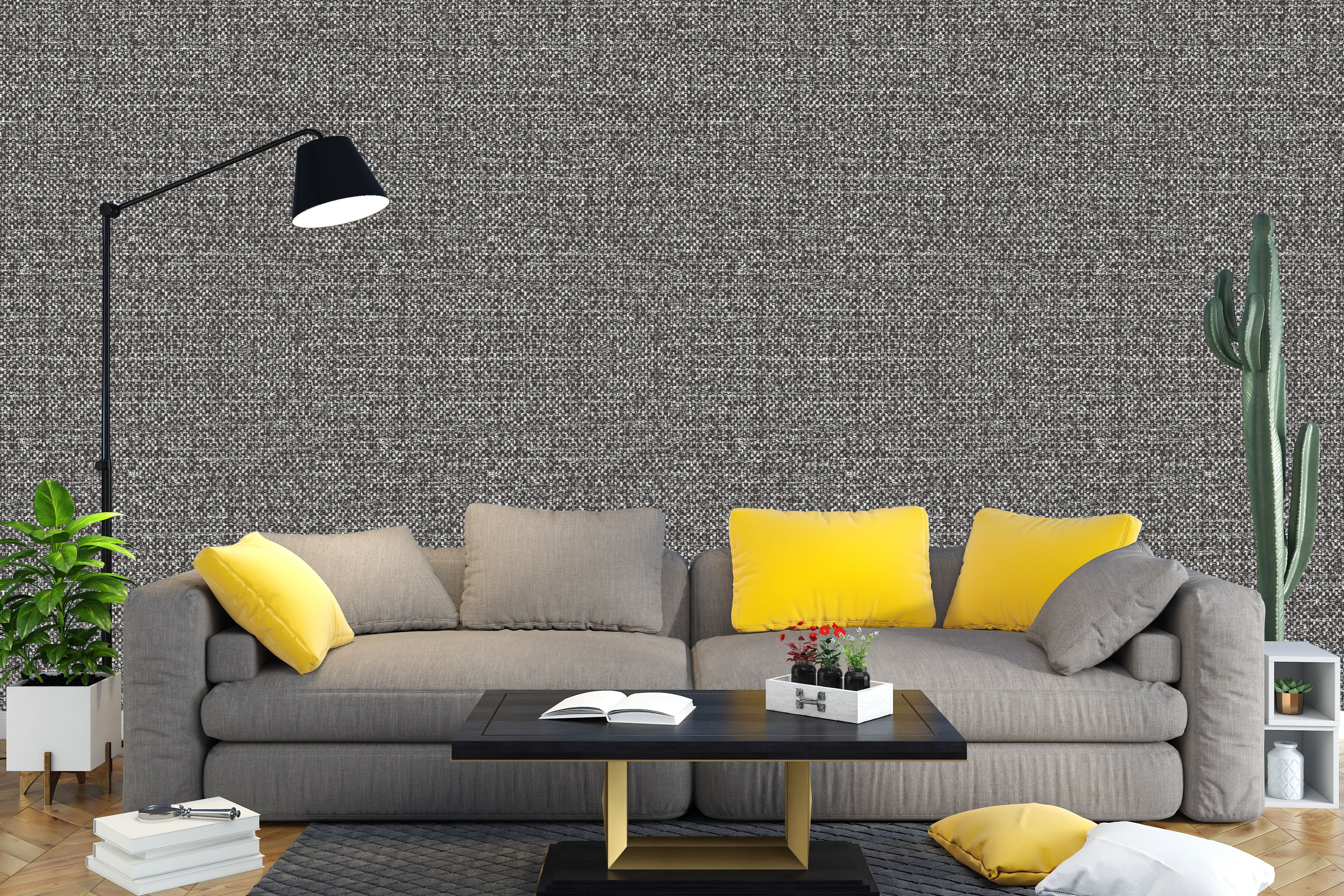 Coarse Woven Fabric Texture Wallpaper in Speckled Grey