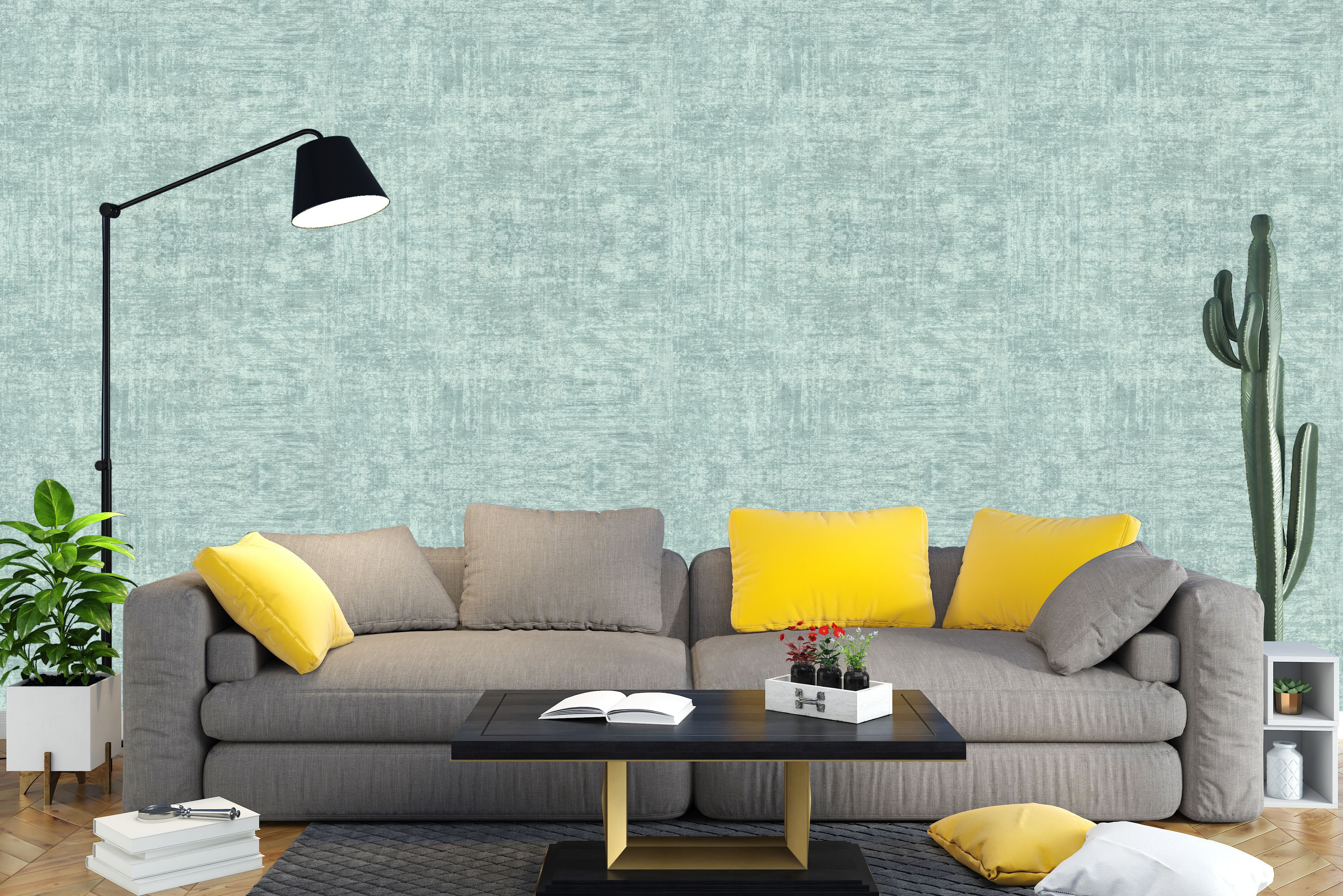 Mint Green Textured Fabric Wallpaper for Modern Home Decor
