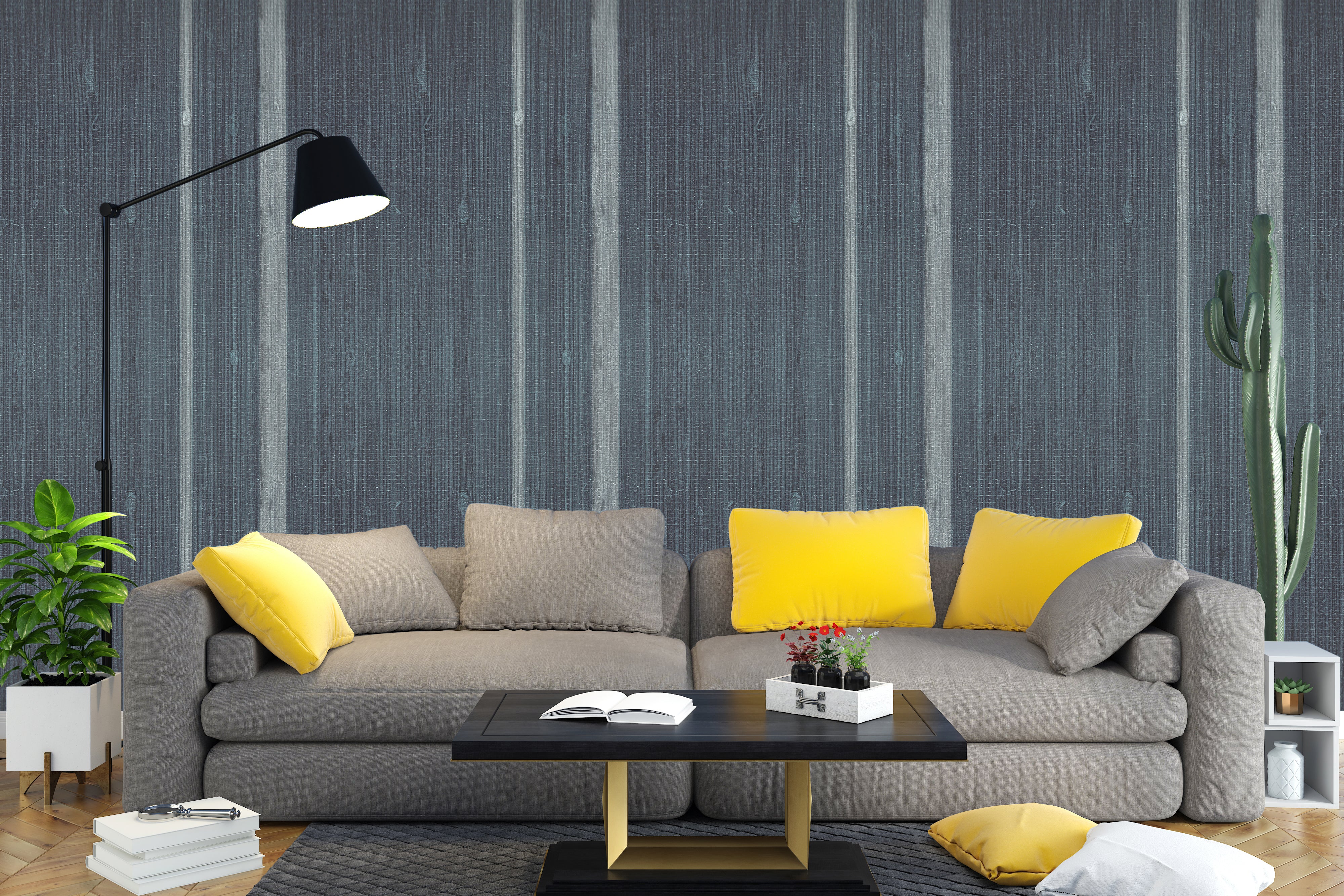 Stripe Patterned Grey Fabric Wallpaper for Modern Interiors