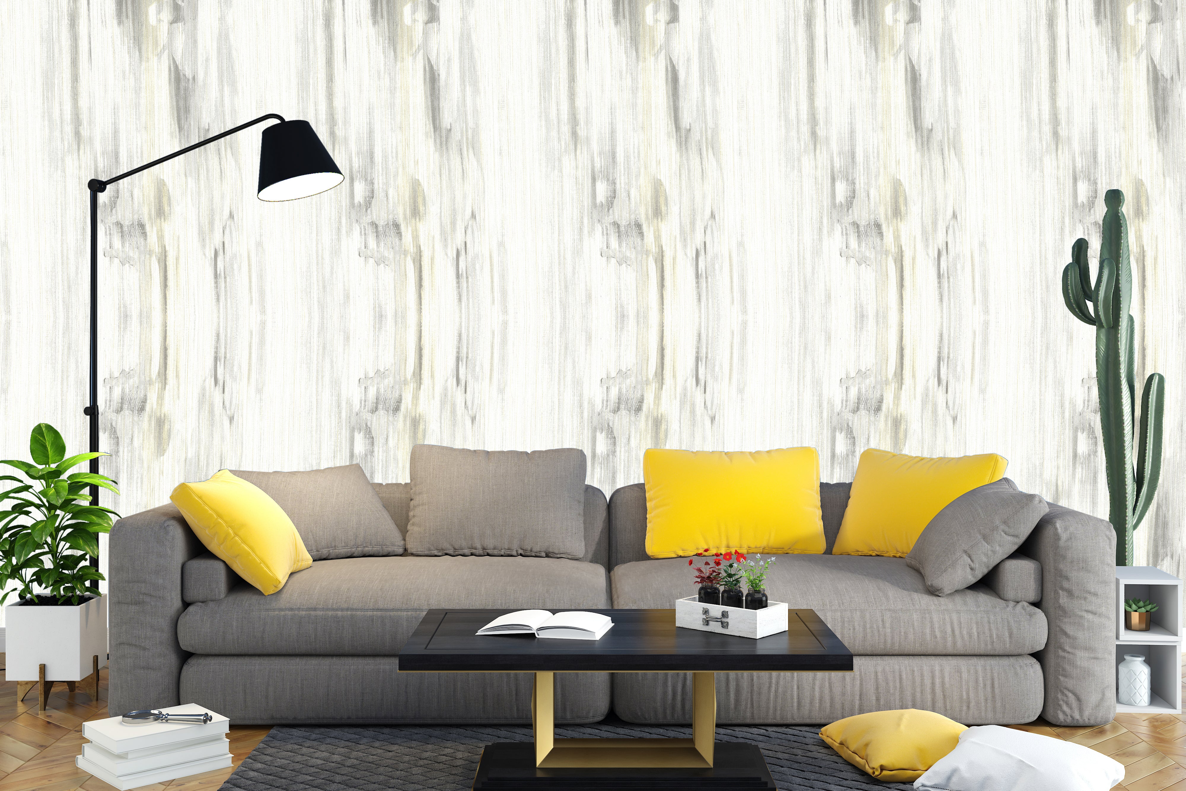 Subtle White and Grey Vertical Brushstroke Wallpaper