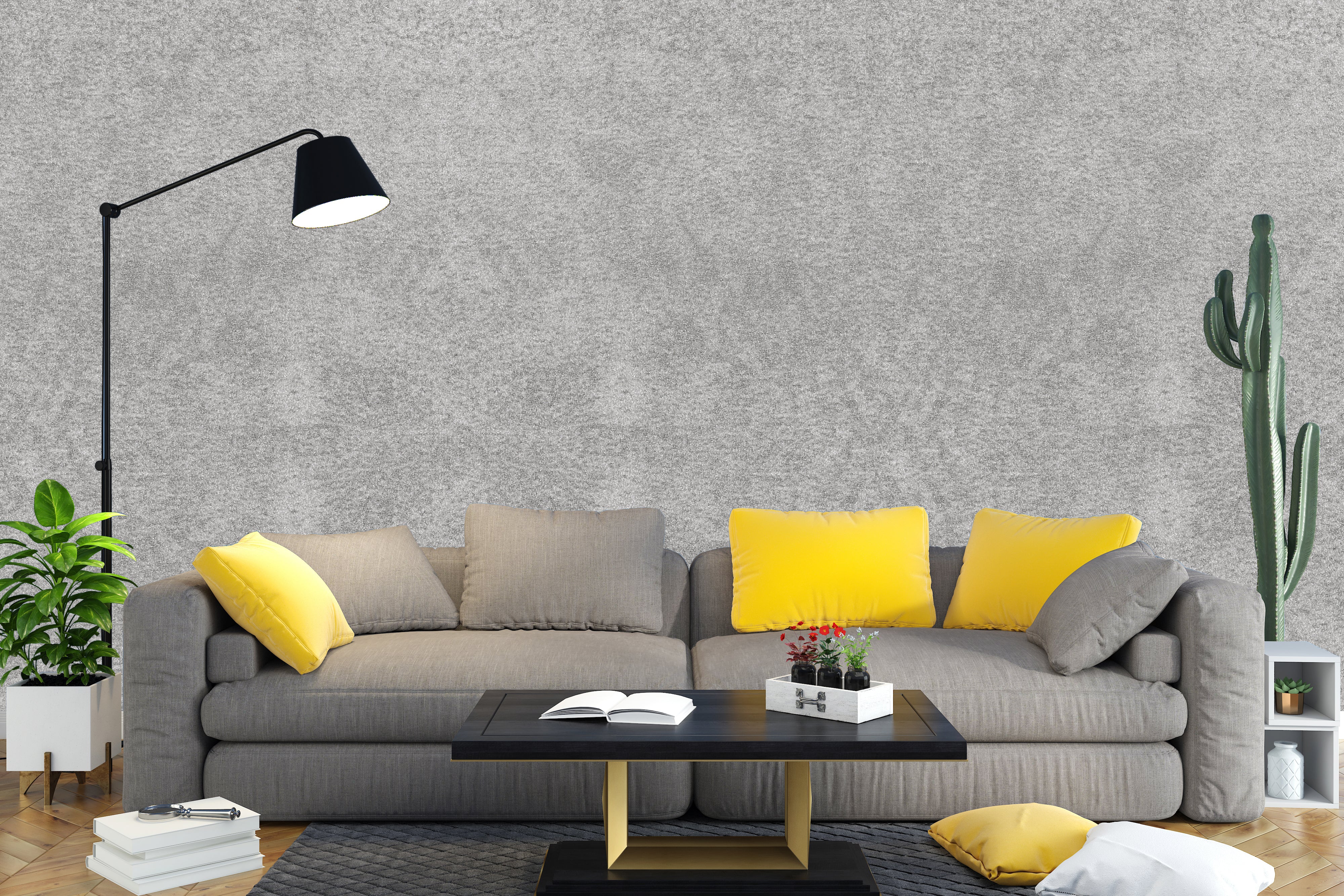 Distressed Grey Concrete Wall Wallpaper for Living Room