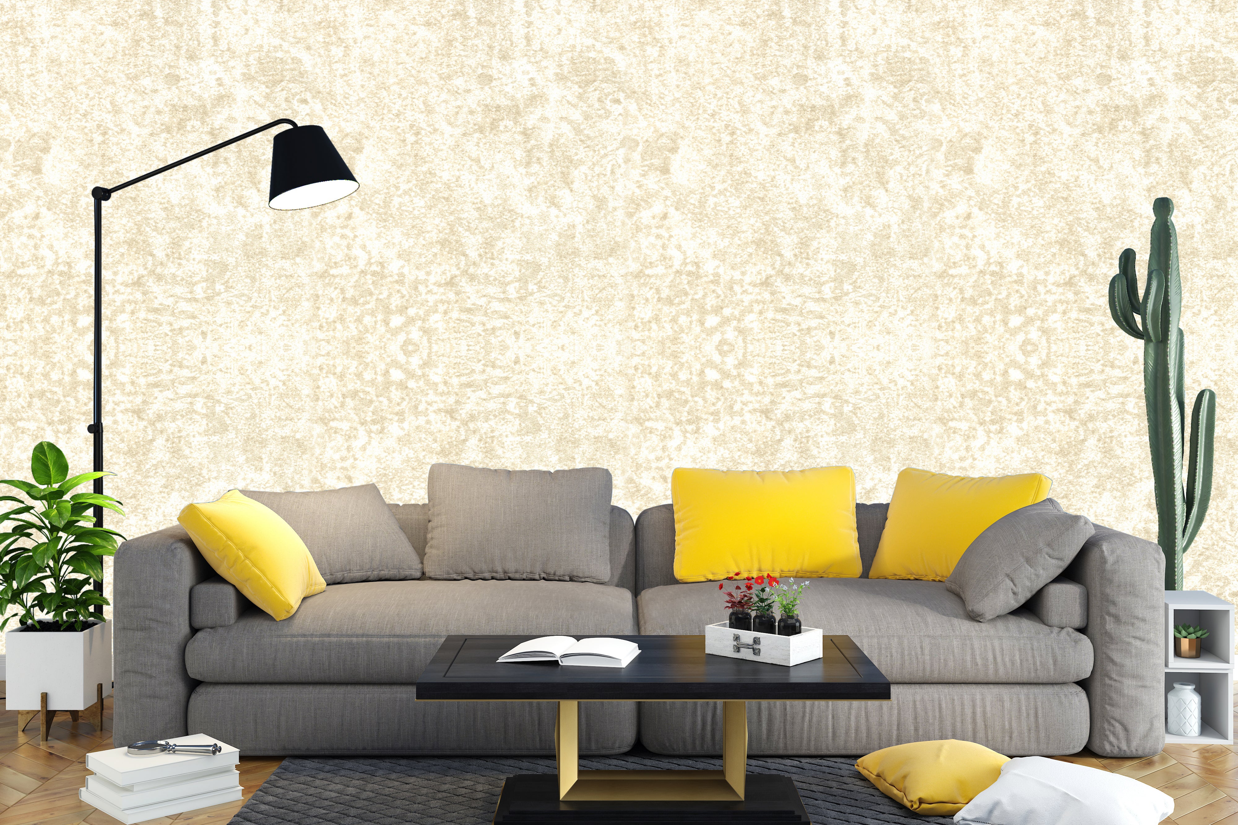 Cream and gold textured pattern wallpaper for modern interiors