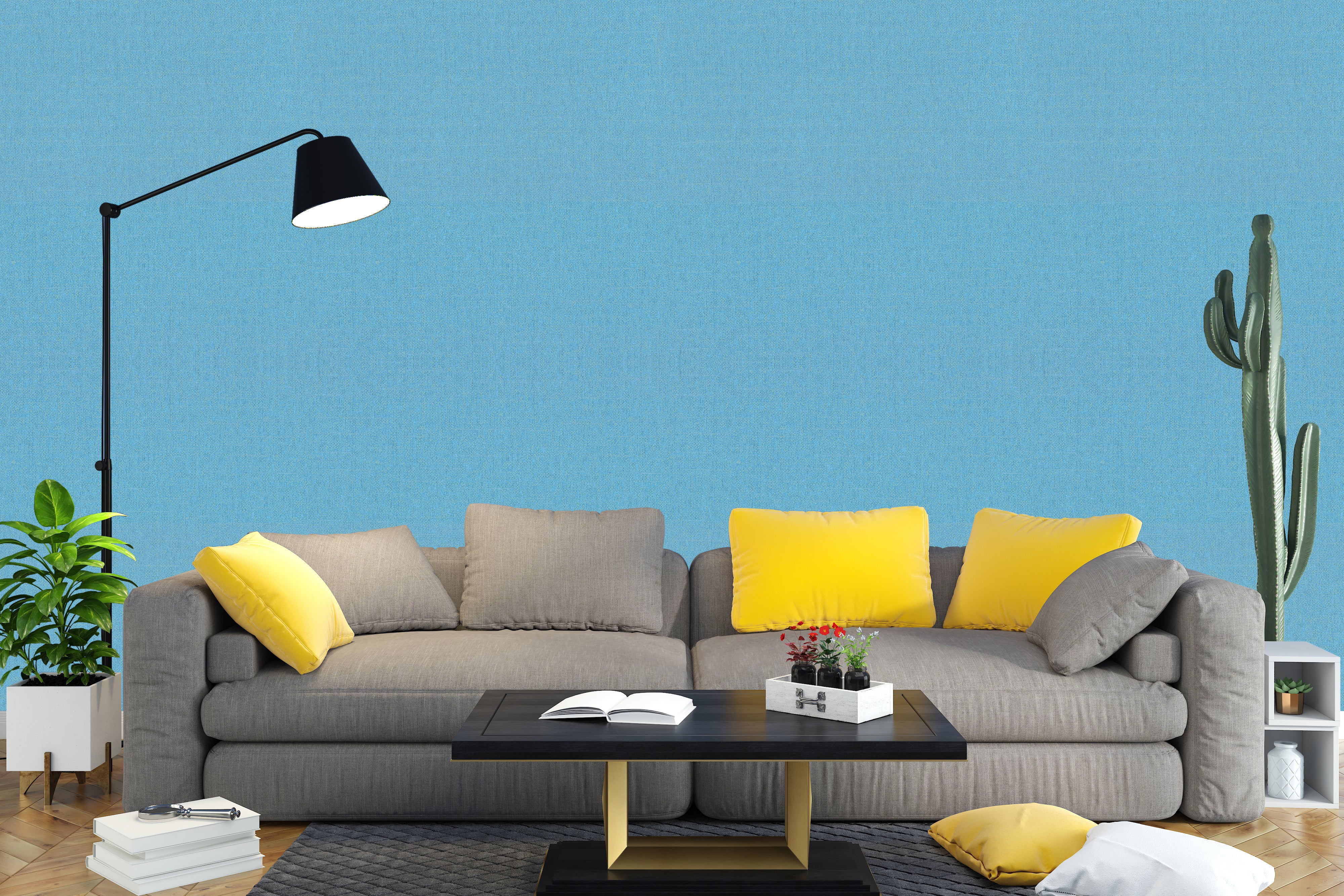 Textured Azure Blue Wallpaper - Modern Wall Covering for Stylish Interiors