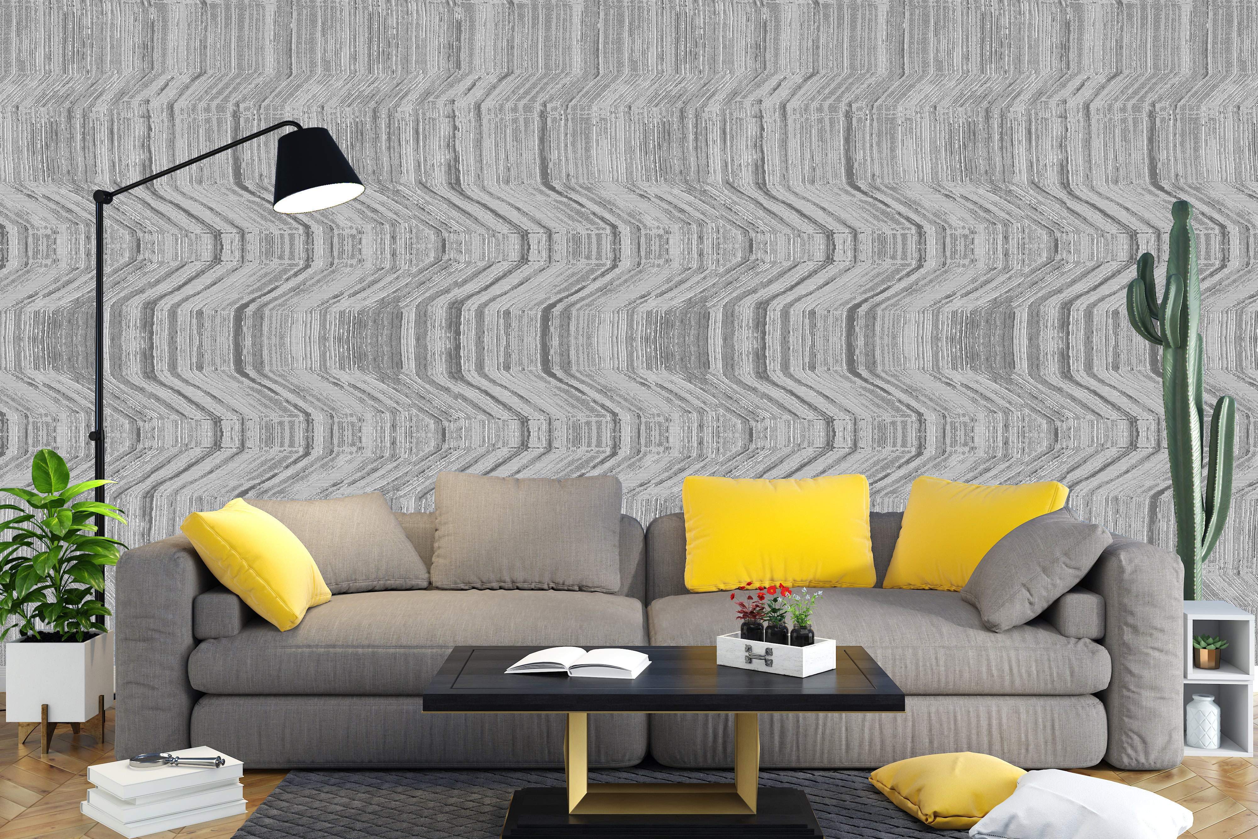 Geometric Grey Wavy Pattern Wallpaper - Modern and Dynamic Wall Decor