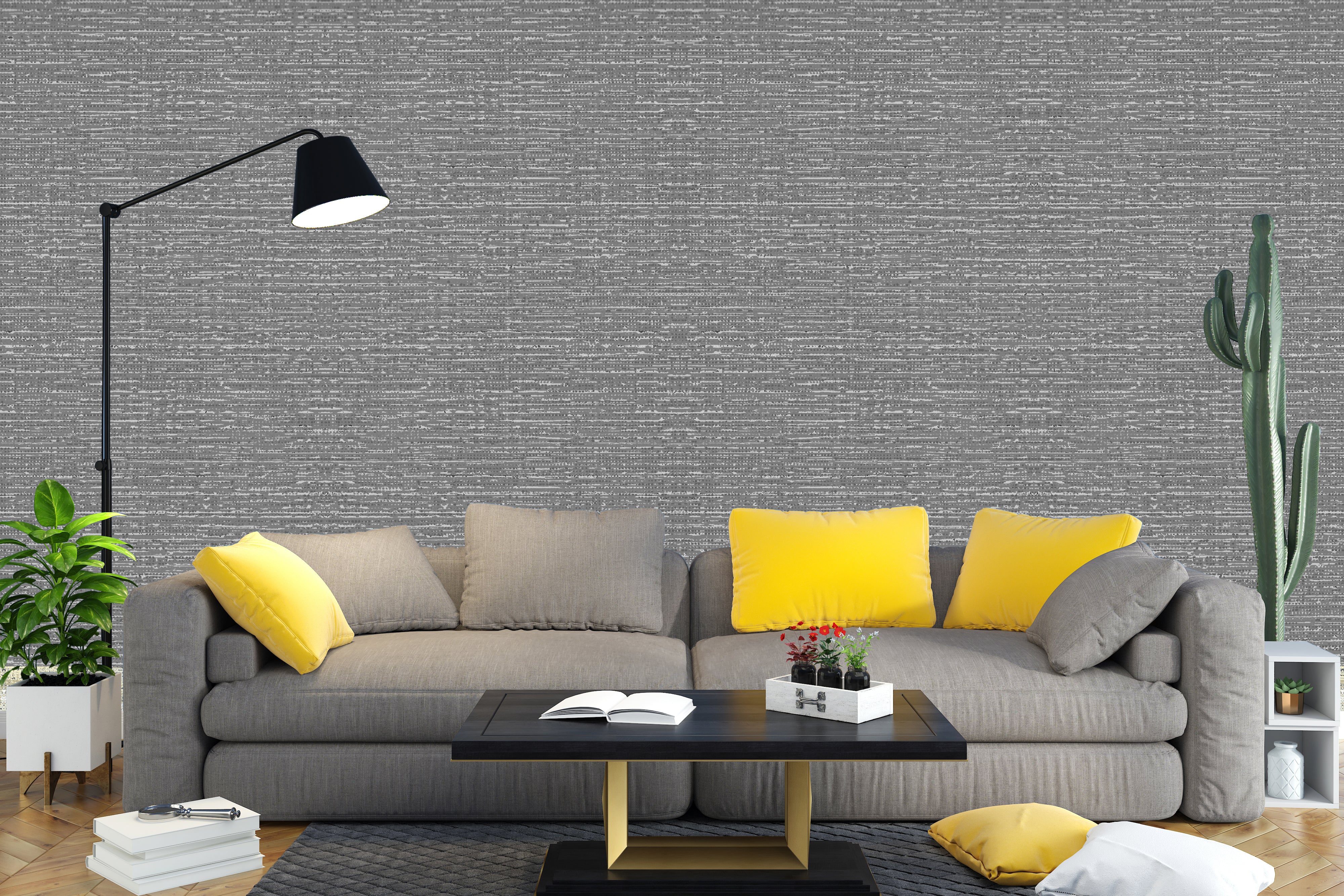 Dark Grey Textured Wallpaper - Subtle Horizontal Lines for Modern Inte ...