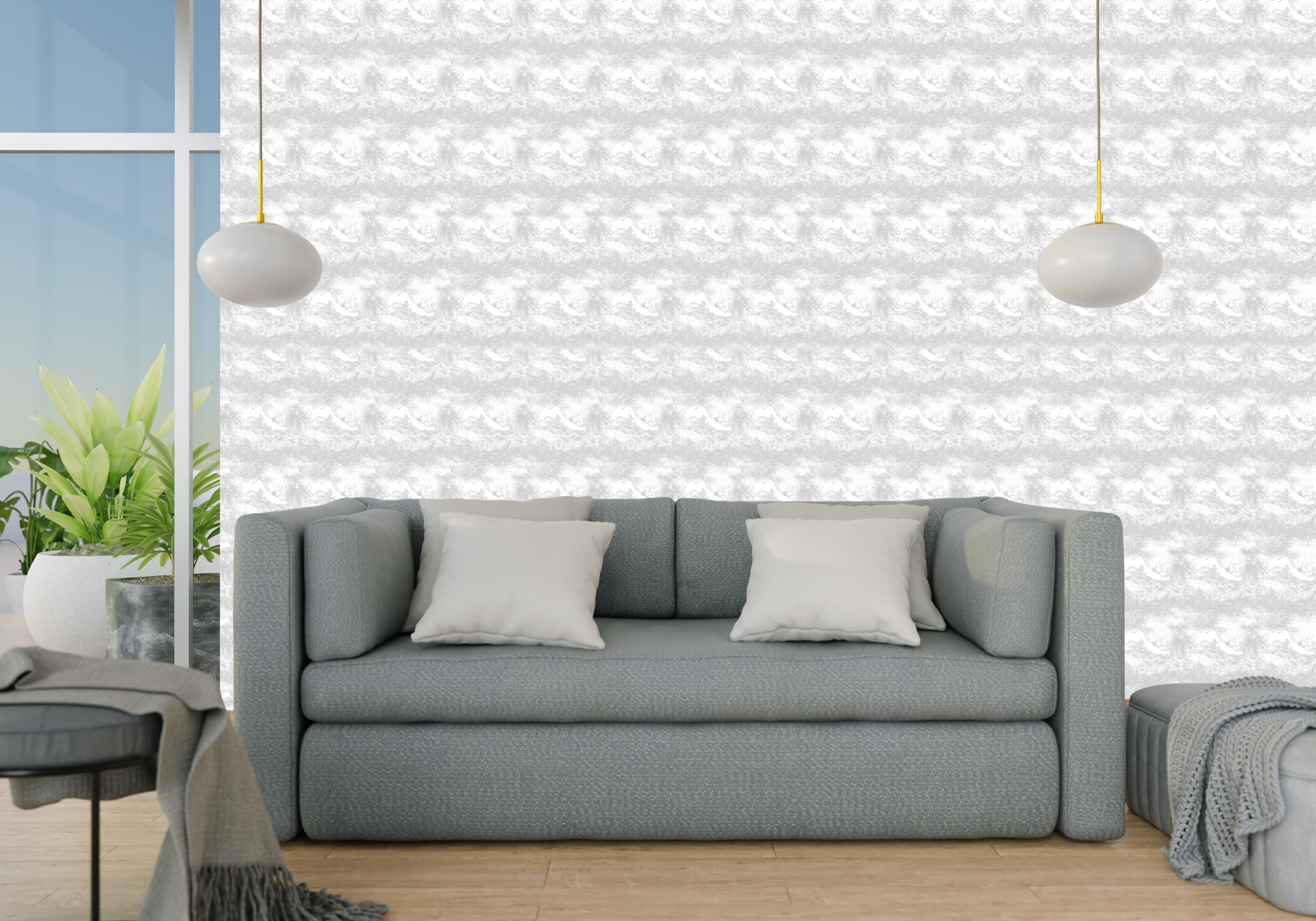 Cascading White Design Wallpaper - For Inviting Spaces