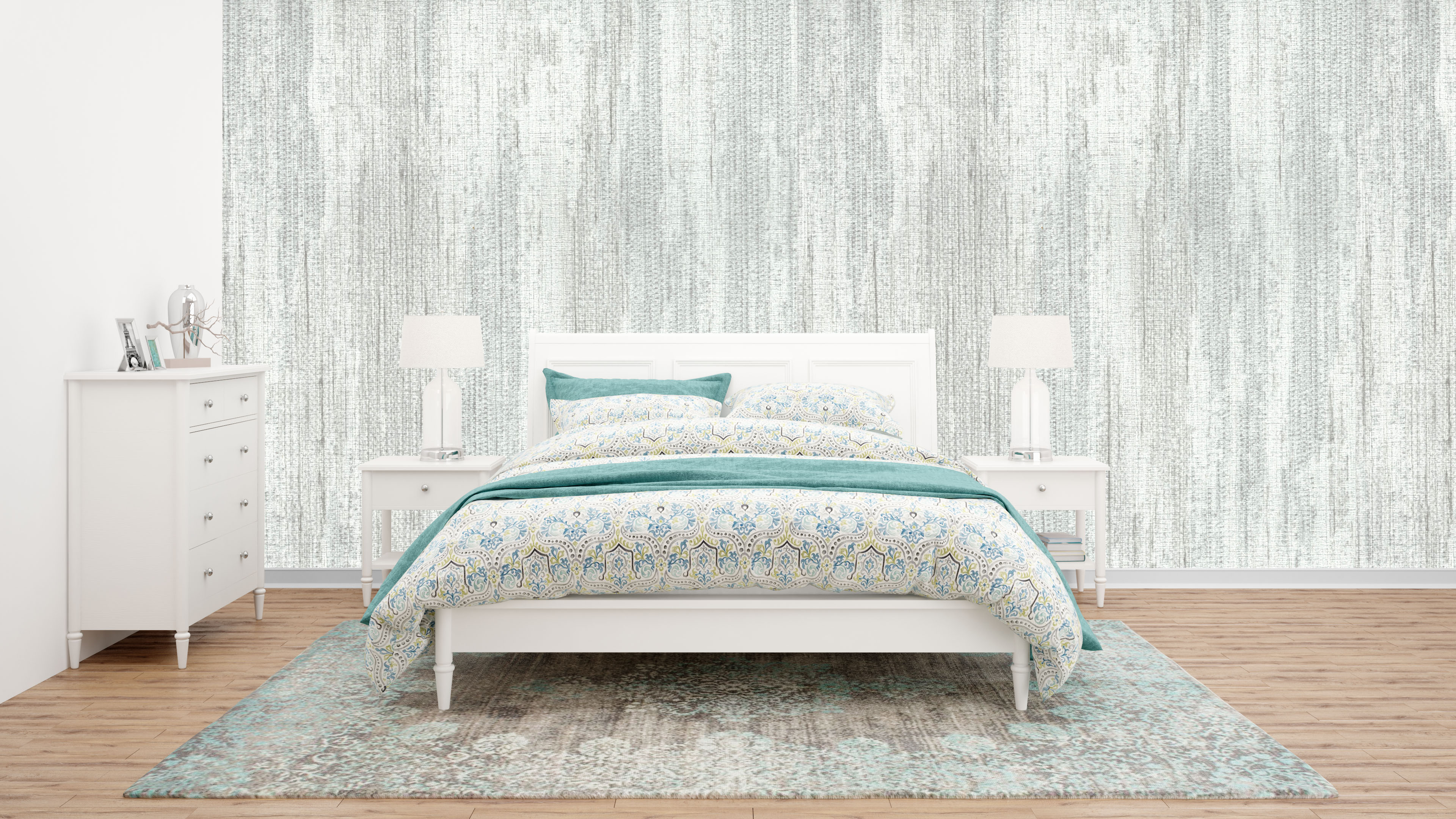 Elegant Silver/Grey Abstract Textured Wallpaper: Distressed Vertical Design for Modern Bedrooms