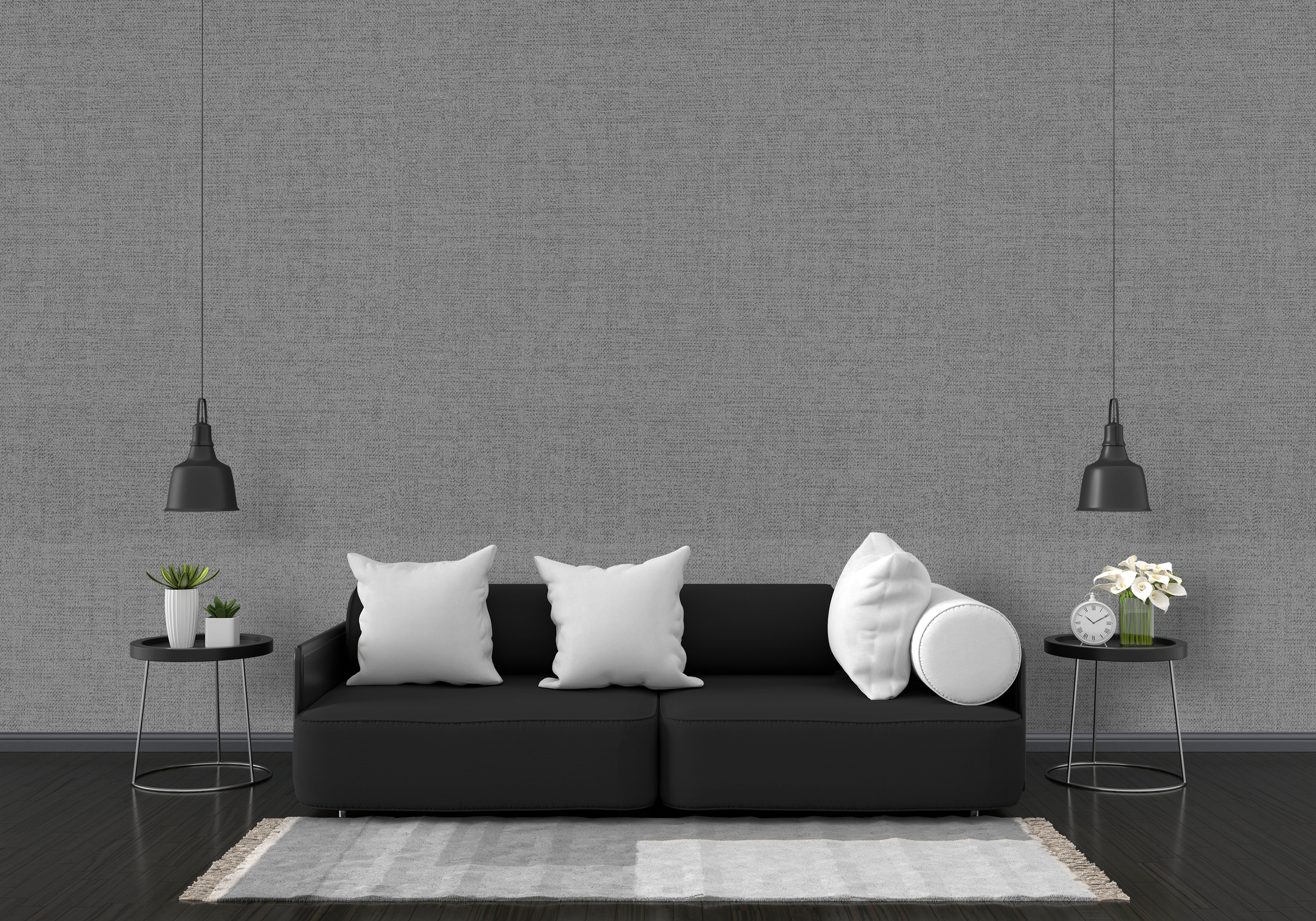 Elegant Linen Texture Grey Wallpaper: Modern & Minimalist Wall Covering for Contemporary Interiors
