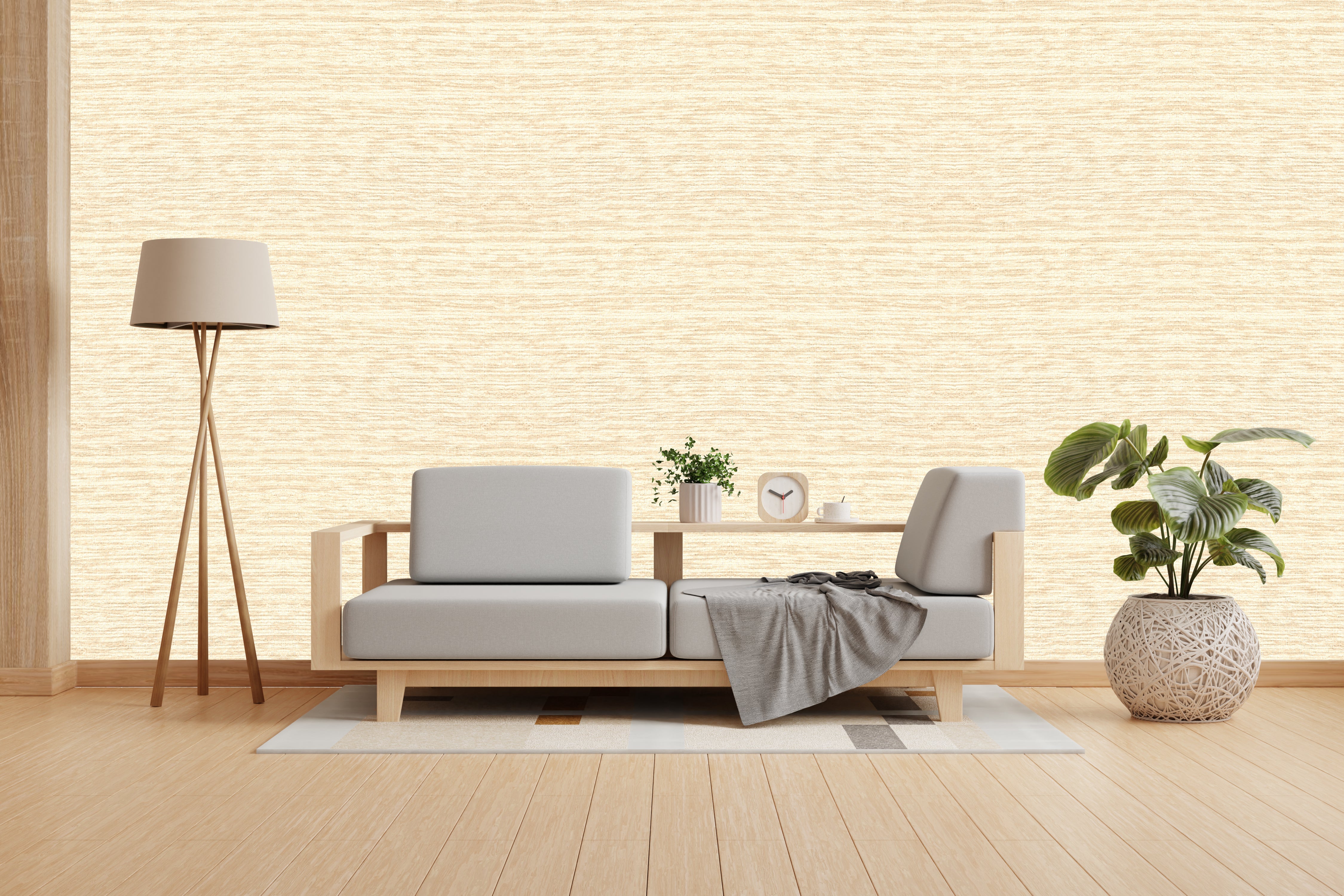 Golden Buff Design Subtle Elegance Modern Style Wallpaper for Living Rooms Bedrooms