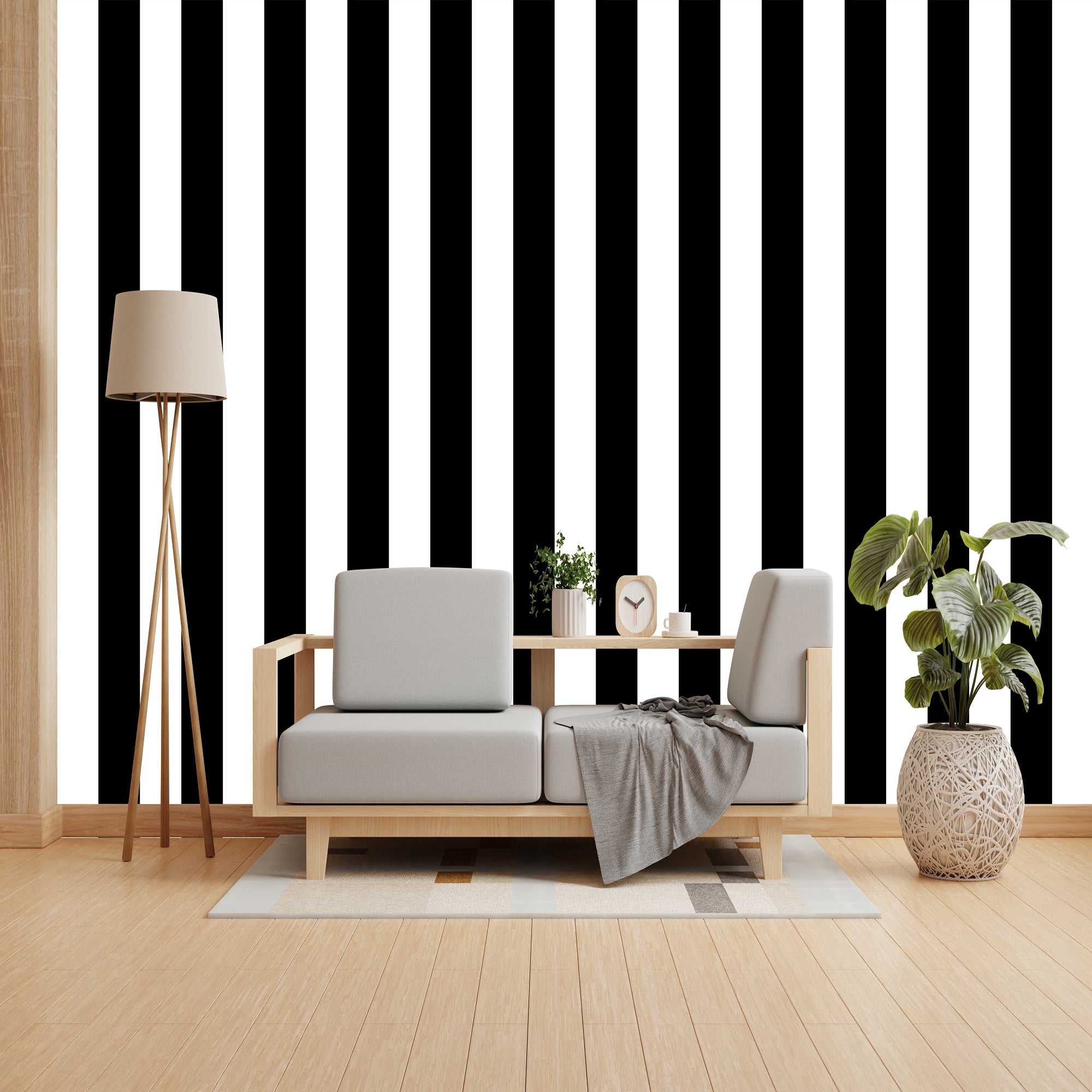 Zebra Stripes Black and White Stripes Classic Wallpaper