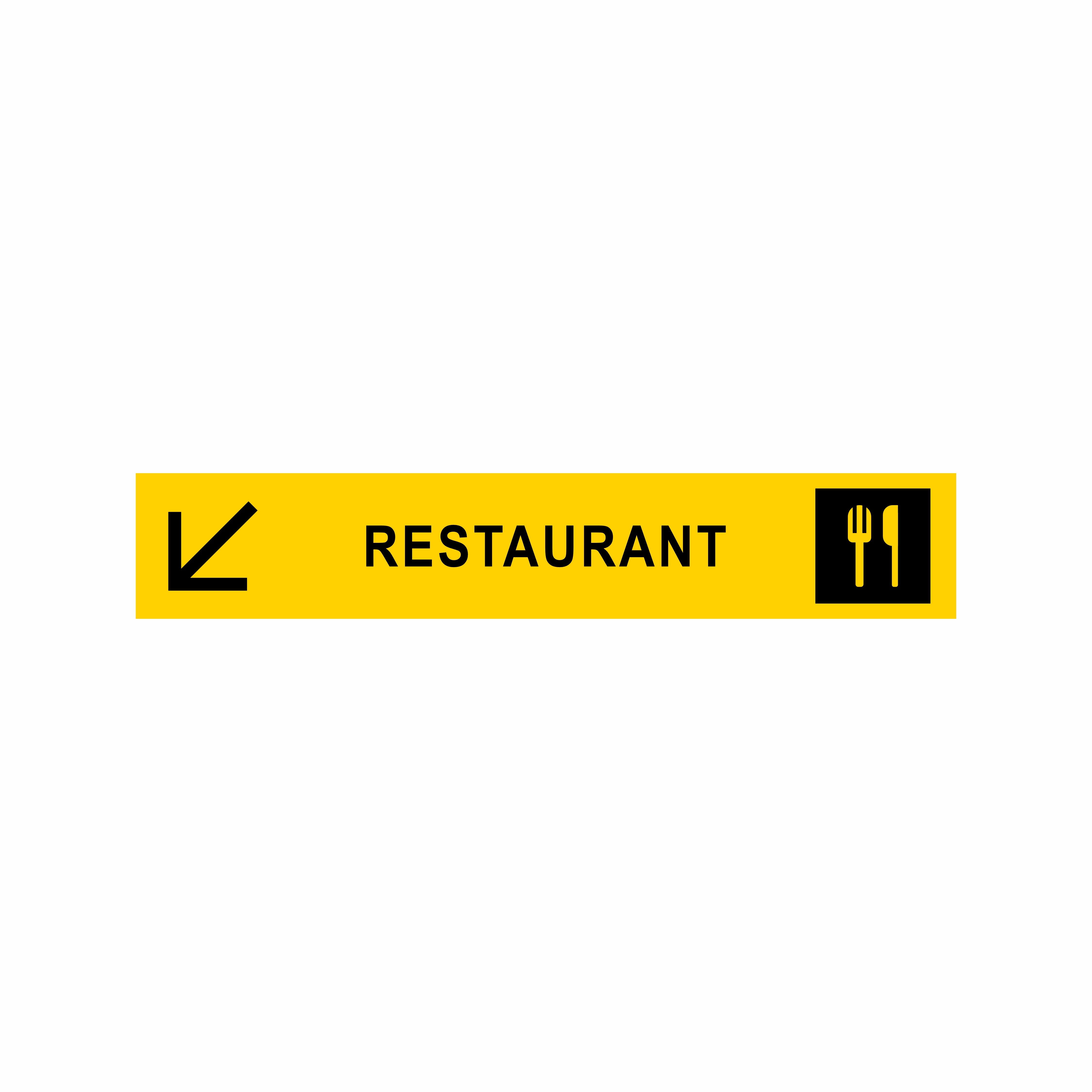 Yellow Diagonal Arrow Restaurant Sign Wallpaper Decor, Size 30