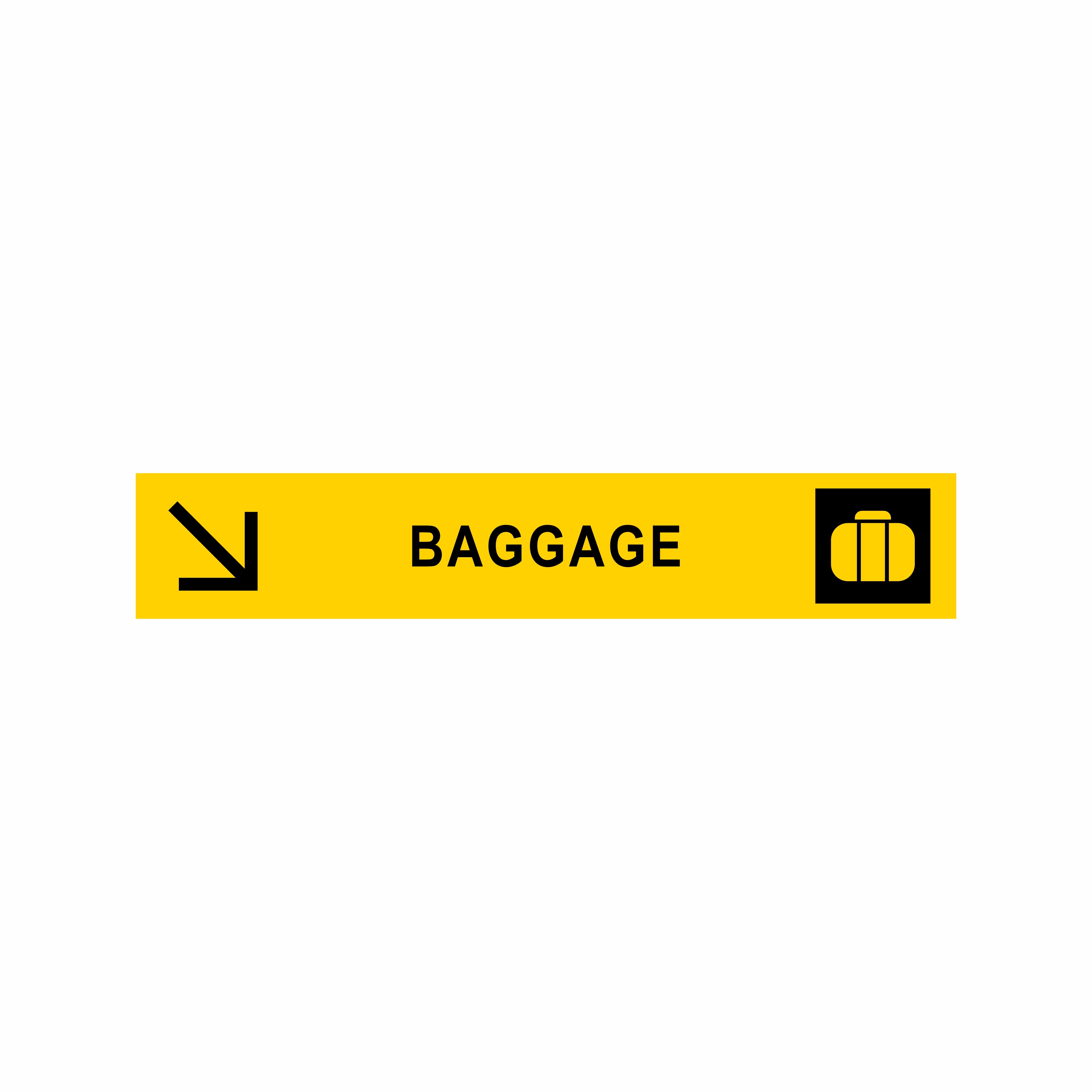 Yellow Diagonal Arrow Baggage Sign Wallpaper Decor, Size 30