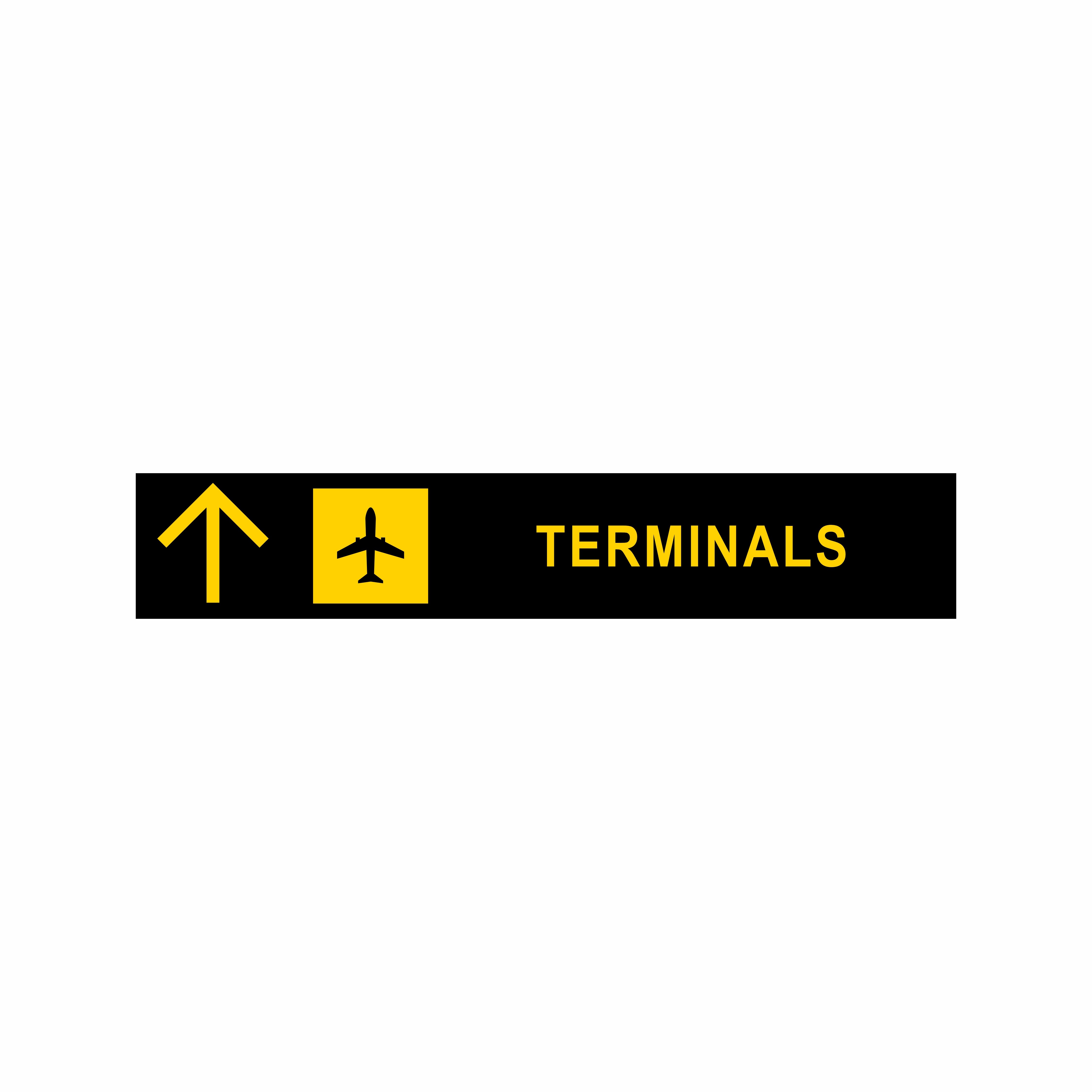 Black & Yellow Terminals Signage Wallpaper for Public Spaces, Size ( 30x6 ) Inches