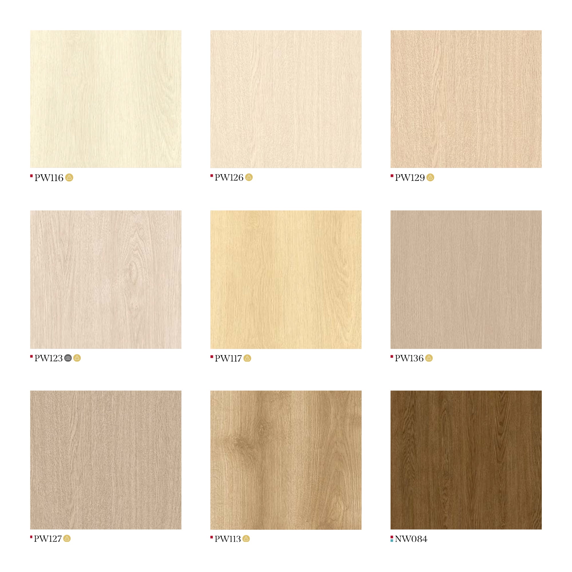 Nine Samples of Various Light & Dark Wood Grain Finishes