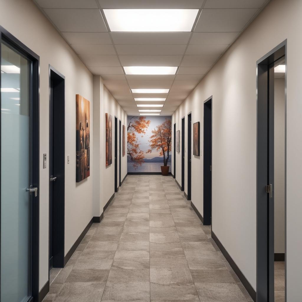 Custom Logo and Abstract Graphic Wallpaper with Airport Navigation Signage - Modern Office Decor and Directional Wall Decals