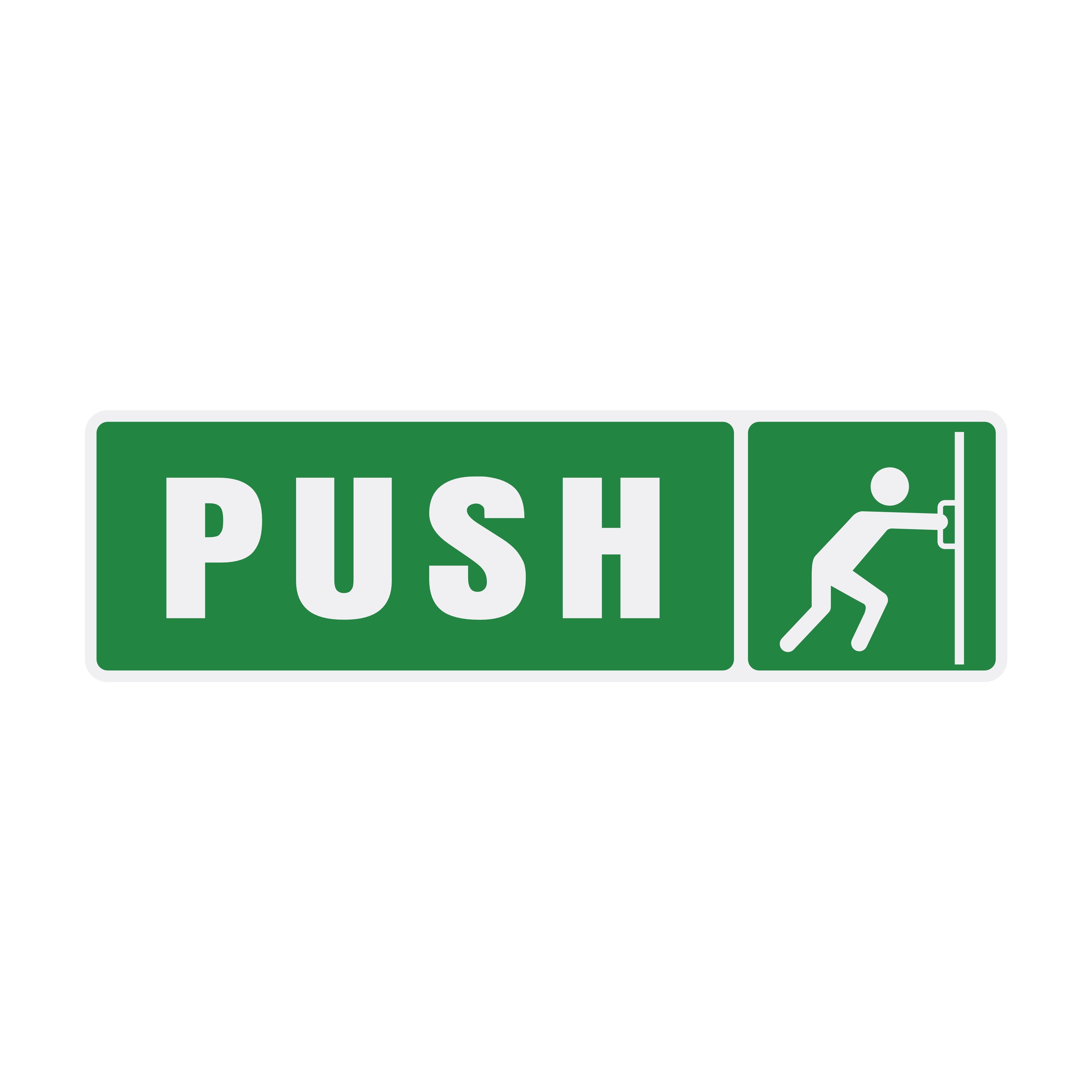 Push Door Sign Wallpaper Green and White Entrance Decal, Size (30x6) Inches