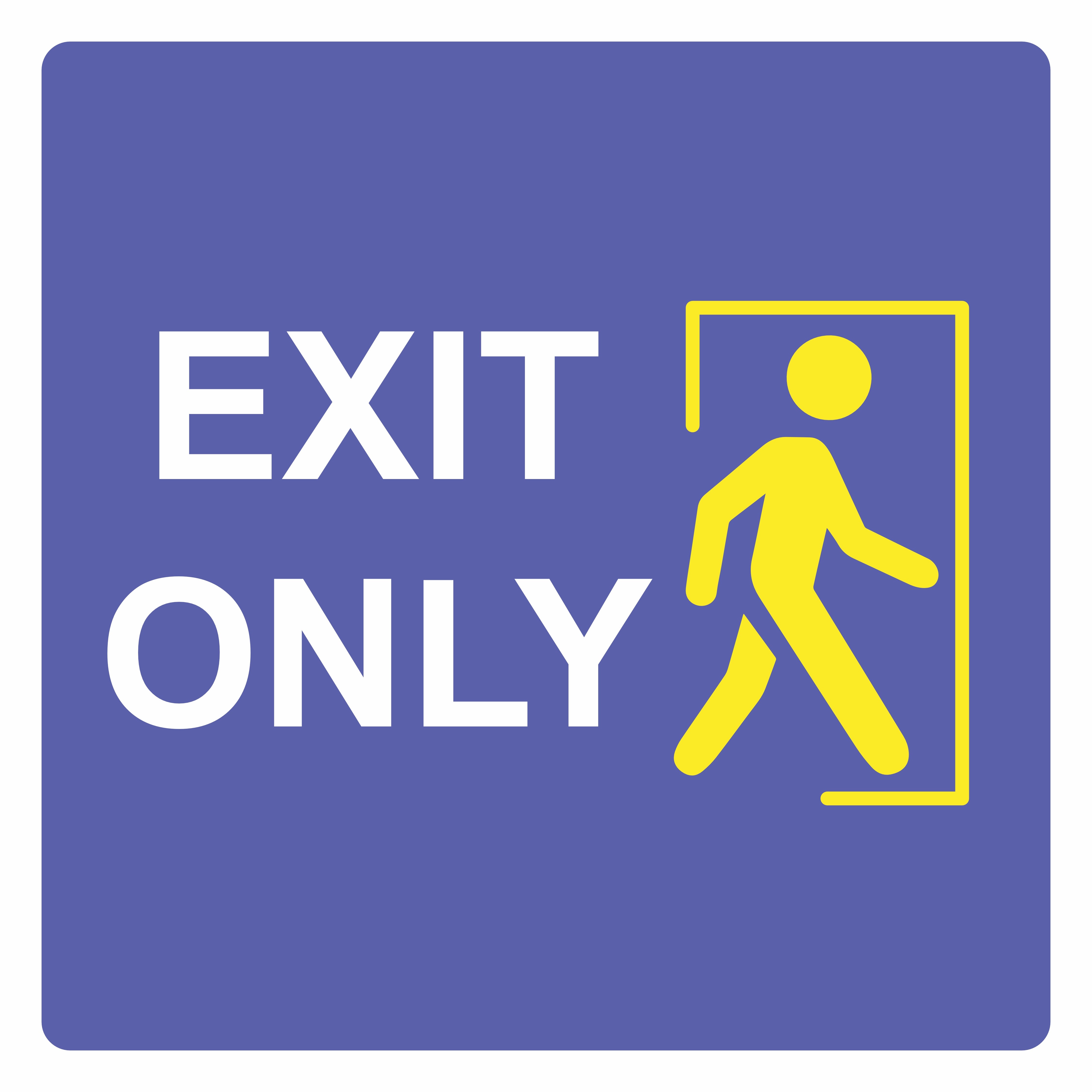 Exit Only Blue and Yellow Wayfinding Wallpaper, Size (15x15) Inches
