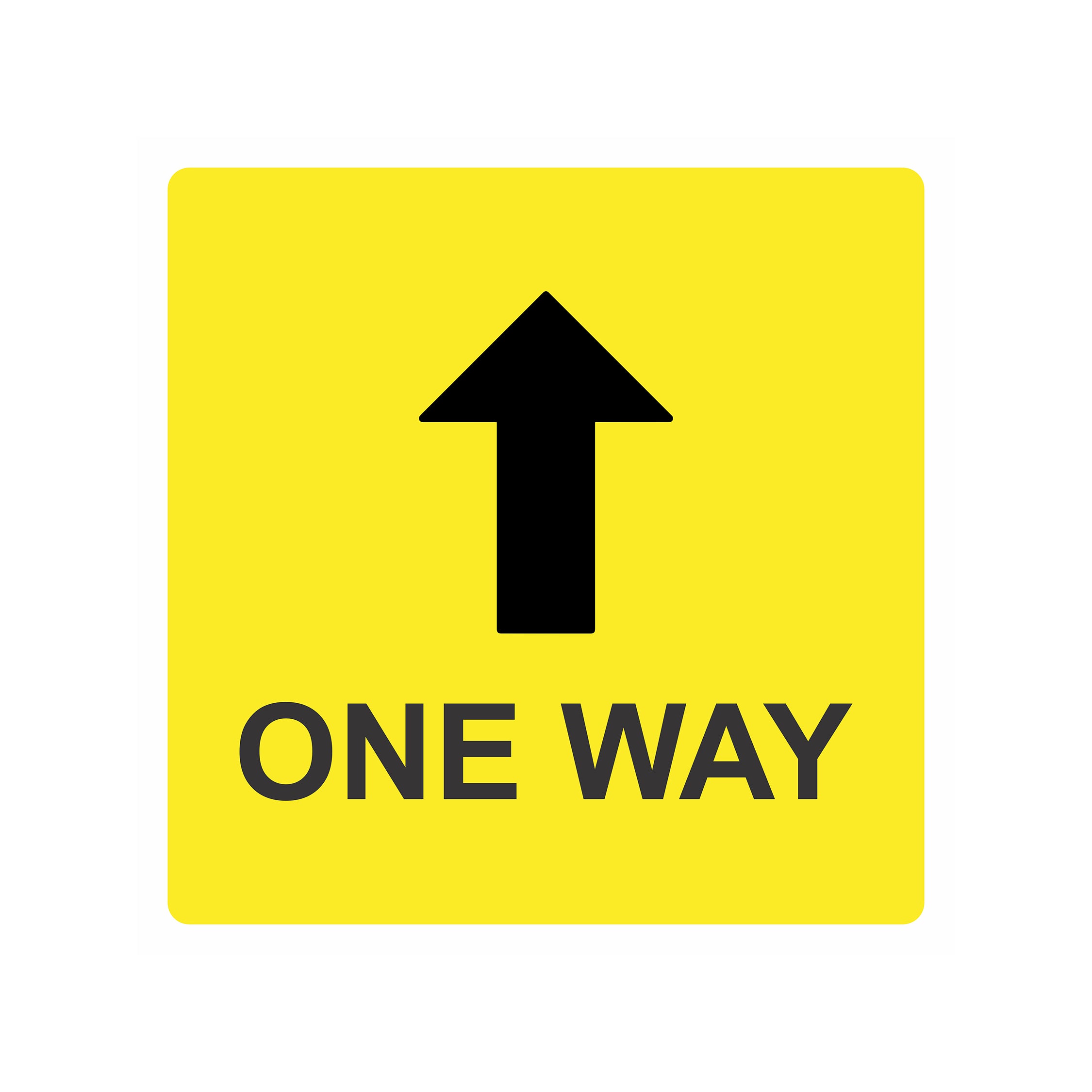 One Way - Yellow Up Arrow Wallpaper Traffic Directional Decal, Size (15x15) Inches