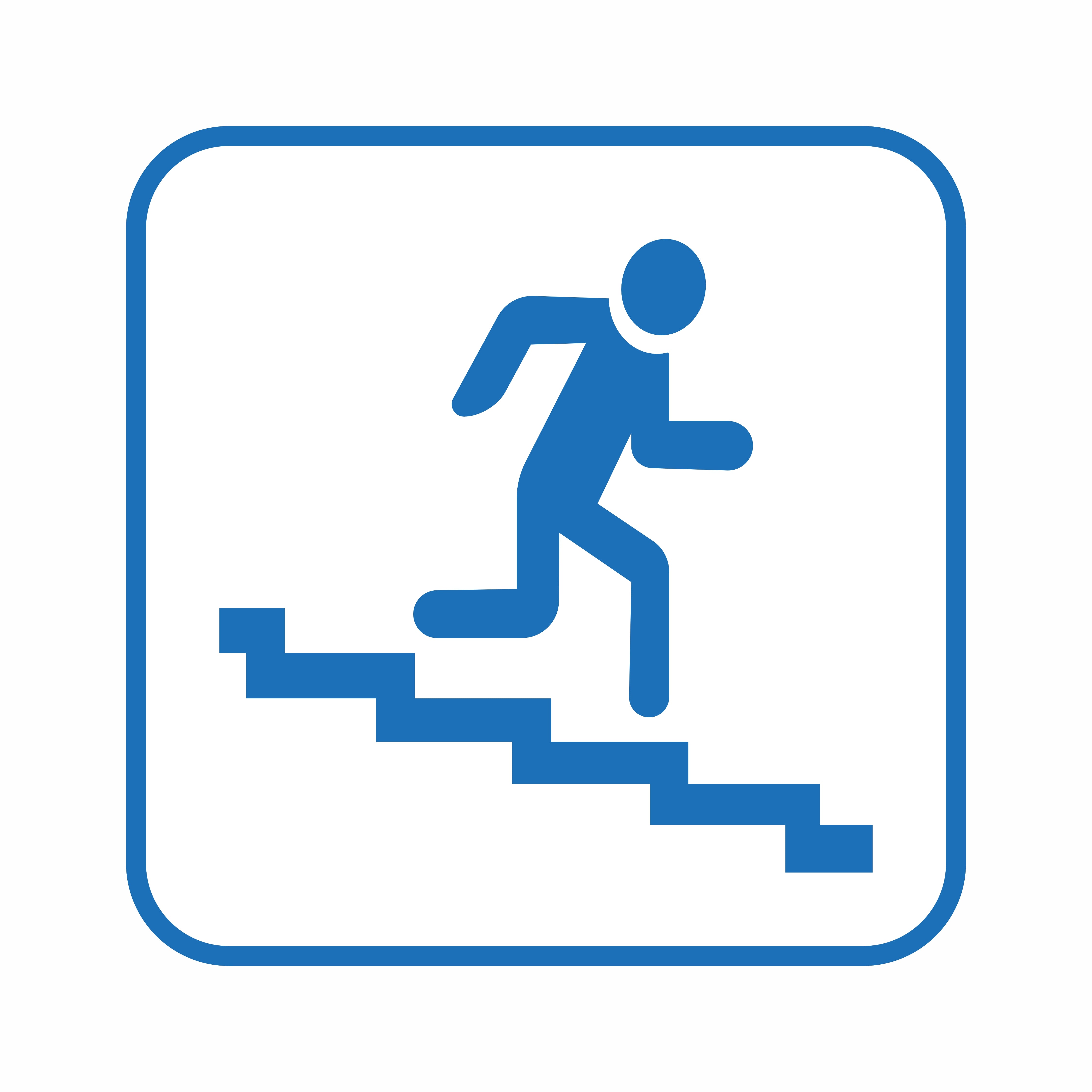 Emergency Exit Down Stairs Wallpaper Blue Wayfinding Decal, Size (15x15) Inches