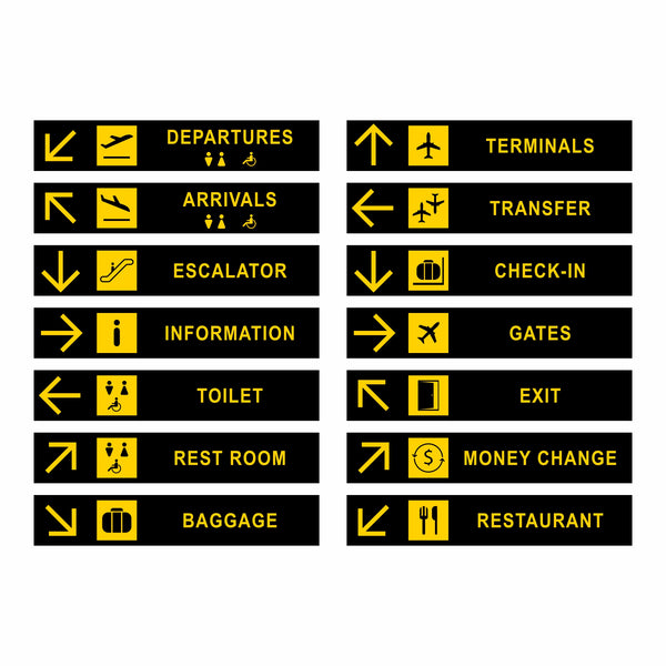 Airport Signage Wallpaper Pack - Directional & Informational Wall Deca ...