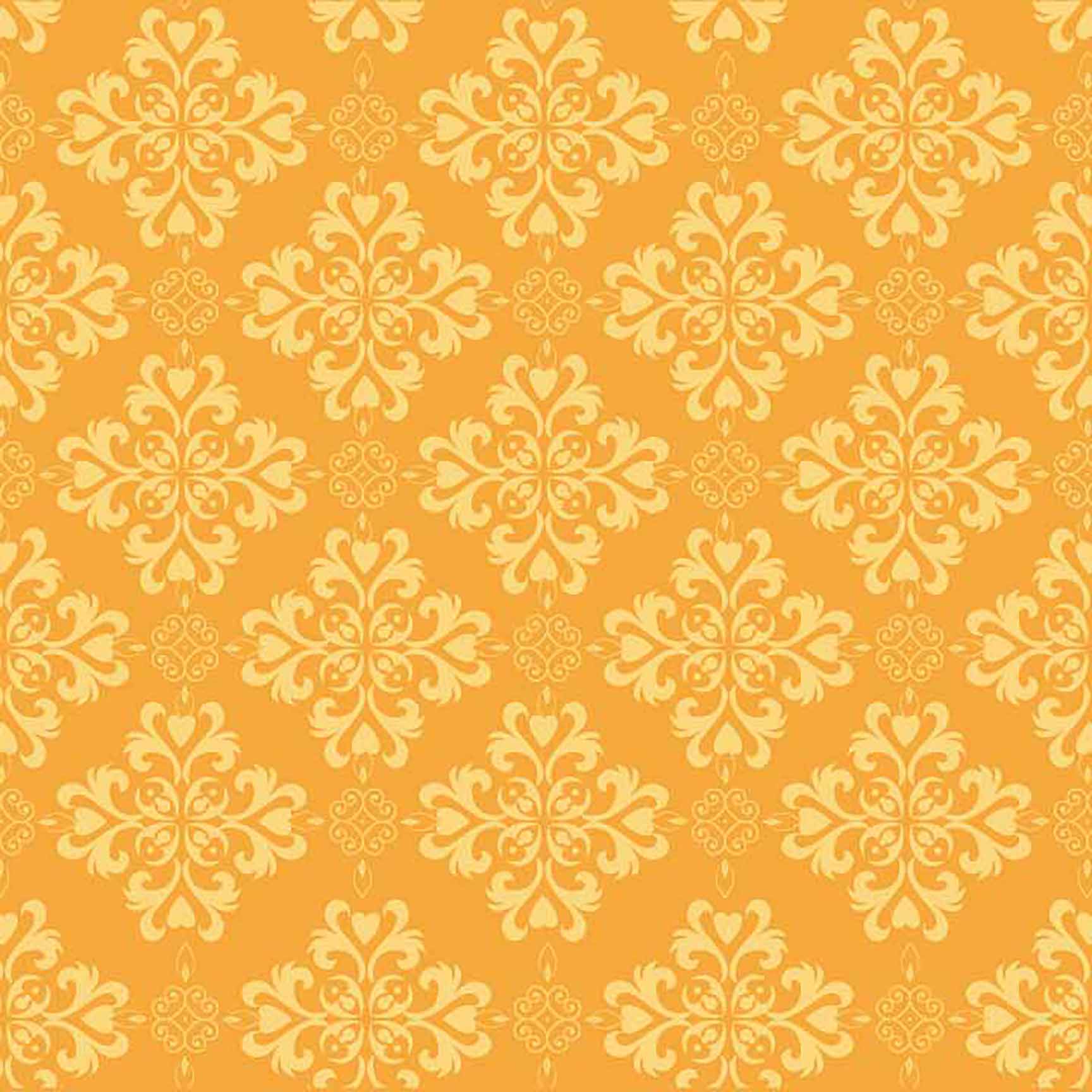 The Floral Wallpaper - Golden Orange Damask Seamless Pattern - Elegant Victorian Style Ornamental Design