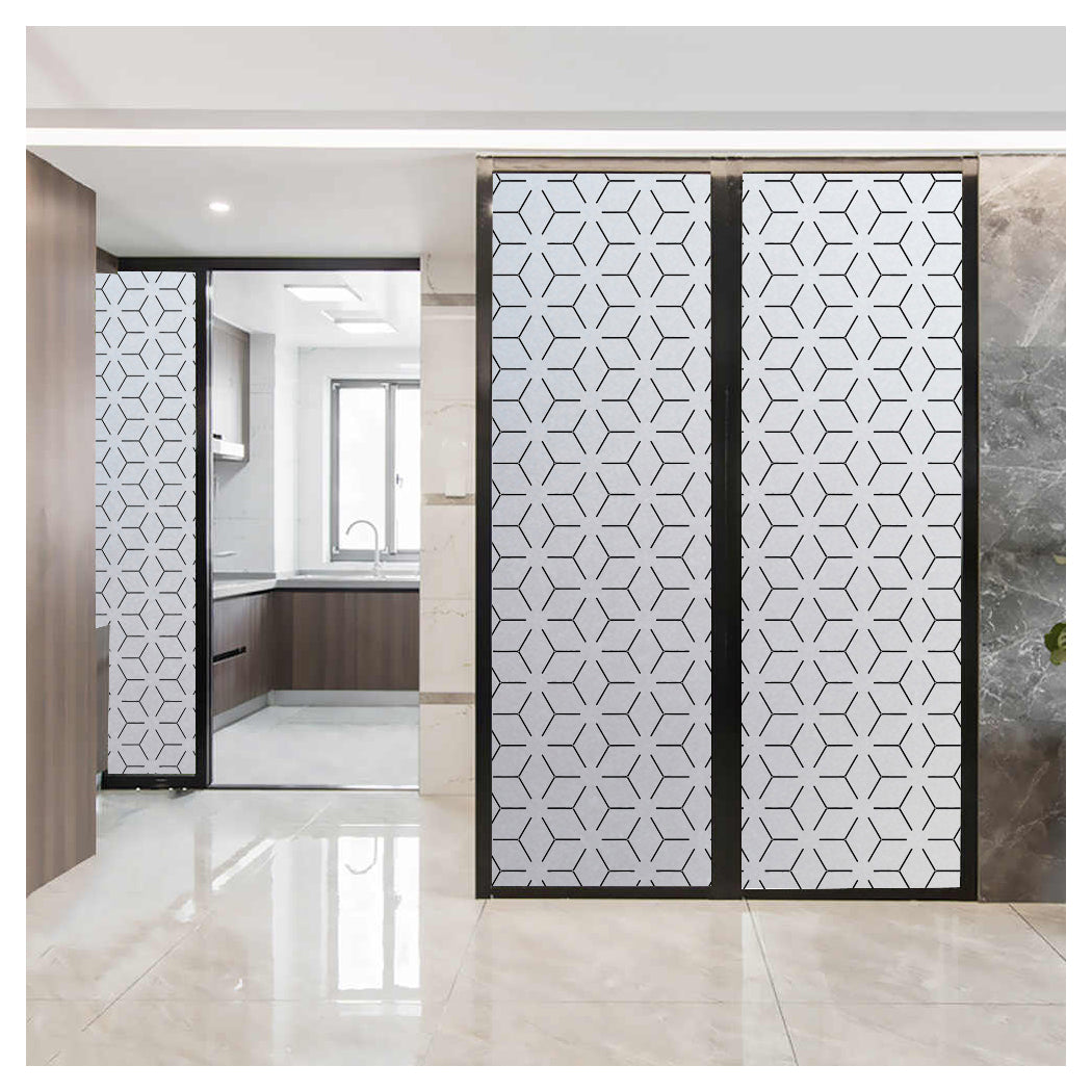 Modern Kitchen Entryway with Geometric Patterned Glass Films
