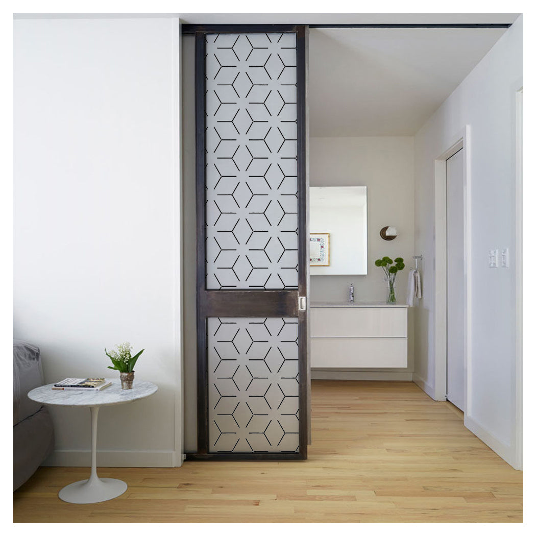 Modern Kitchen Entryway with Geometric Patterned Glass Films