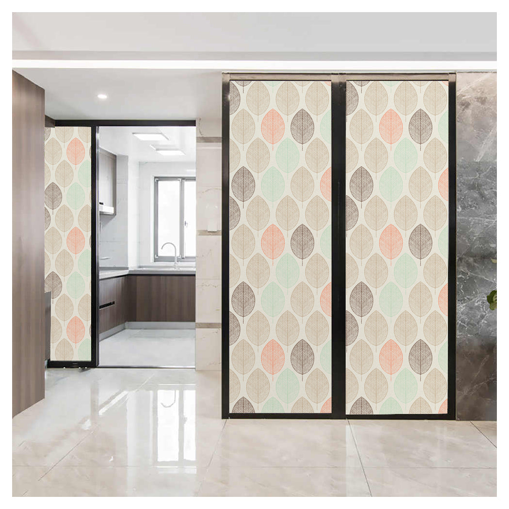 Stylish Interior with Patterned Glass Sliding Door Fils View of a Modern Kitchen