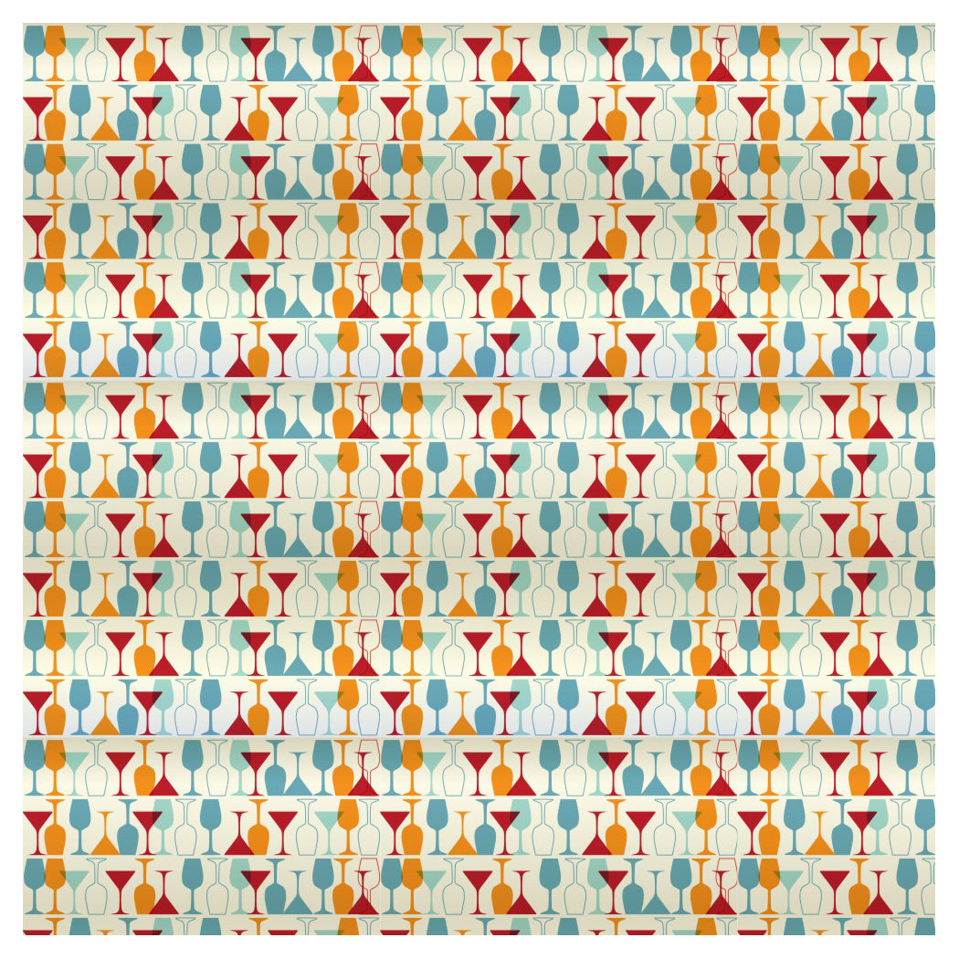 Patterned Glass Doors Films Retro Cocktail Glass Design for Kitchen Entrance