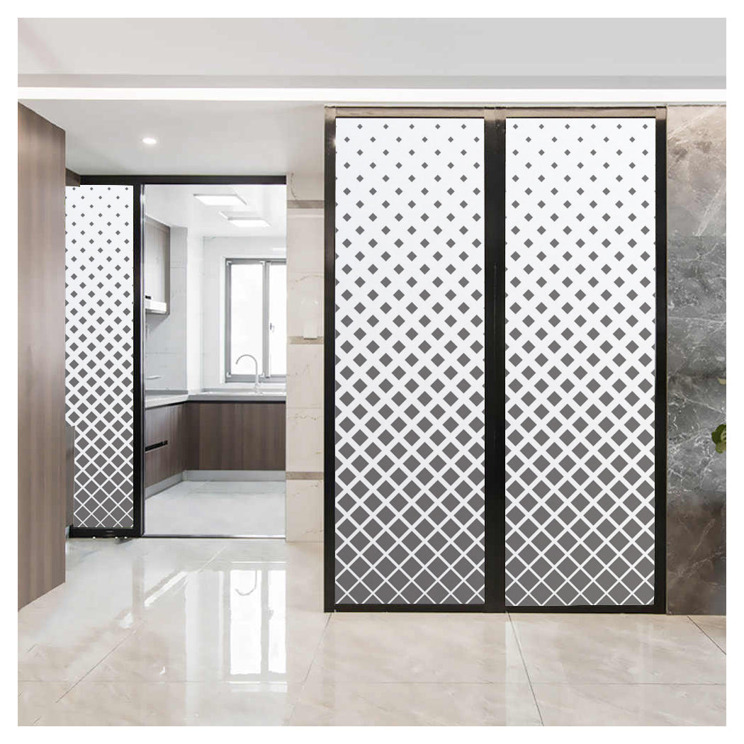 Gradient Diamond Pattern Glass Film for Sliding Doors, offering Privacy and Modern Style