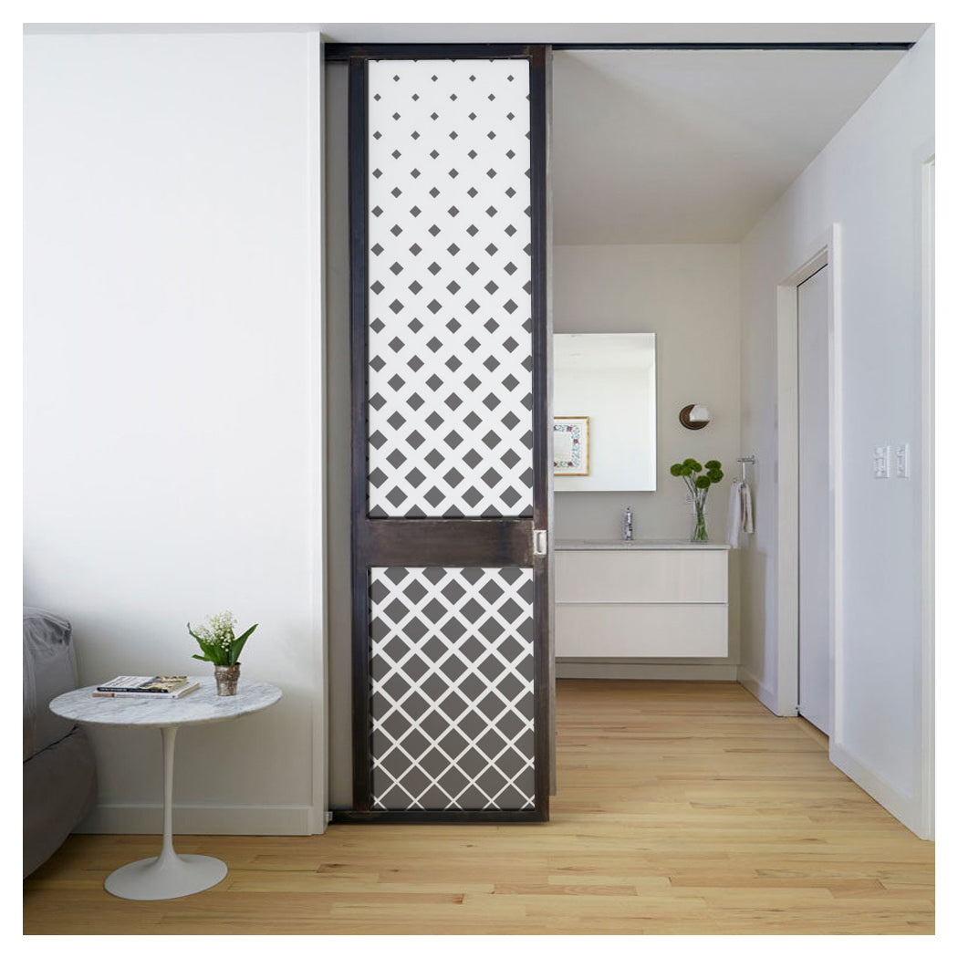 Gradient Diamond Pattern Glass Film for Sliding Doors, offering Privacy and Modern Style